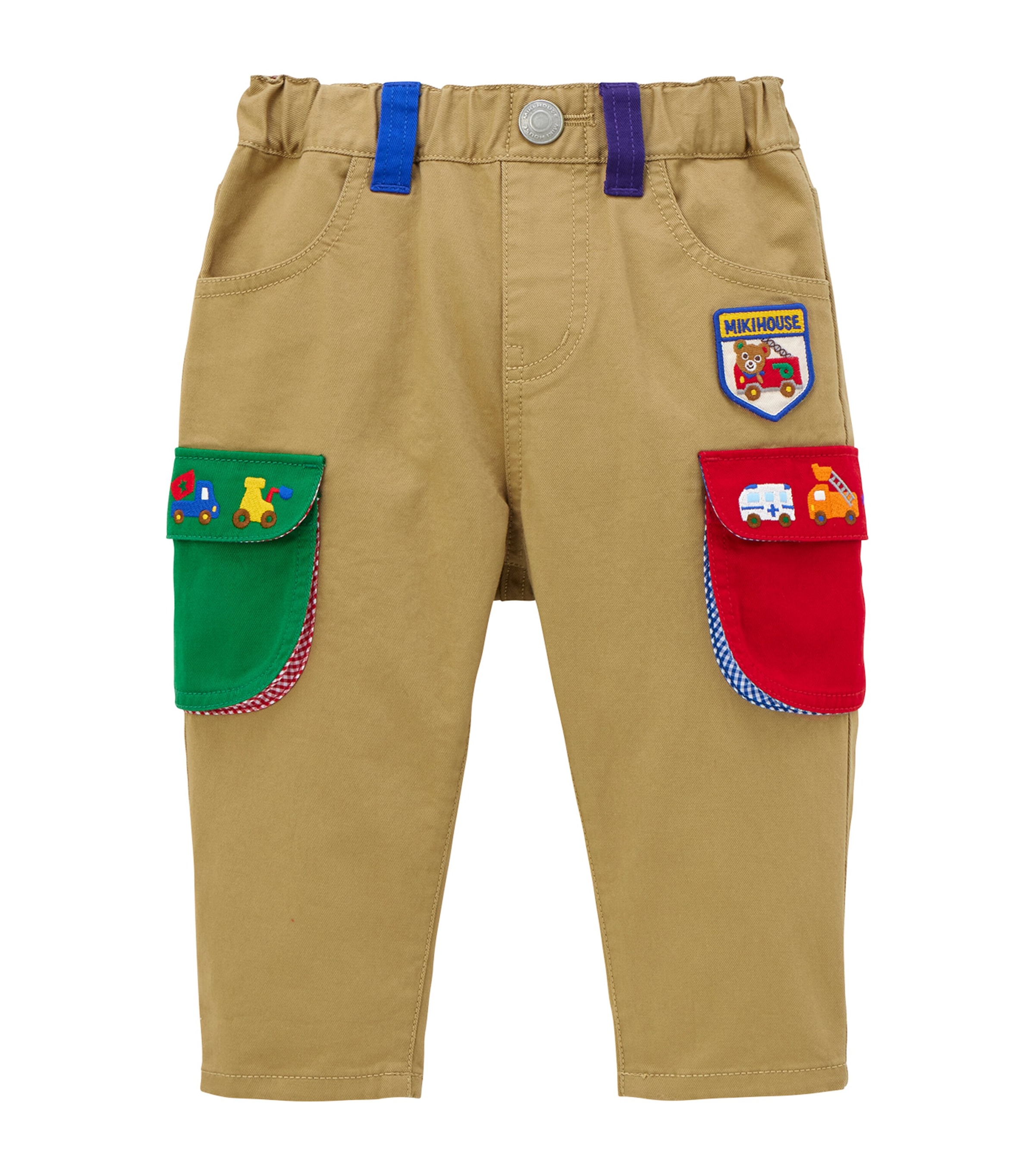 Miki House Kids' Embroidered Trousers In Beige