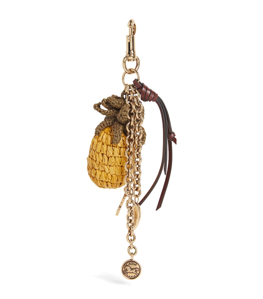 Raffia Pineapple Bag Charm SUNSET YELLOW Image 1