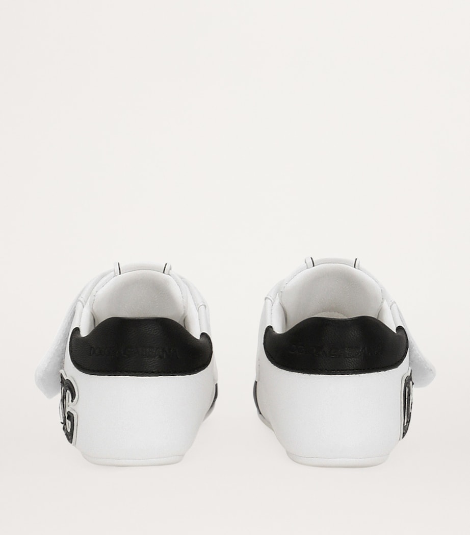 Leather Logo Low-Top Sneakers 89697-WHITE/BLACK Image 4