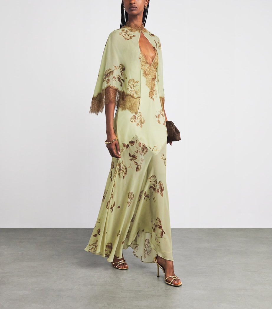 De La Vali Womens Cielo Maxi Dress with Cape Rosa Palo Green Image 2