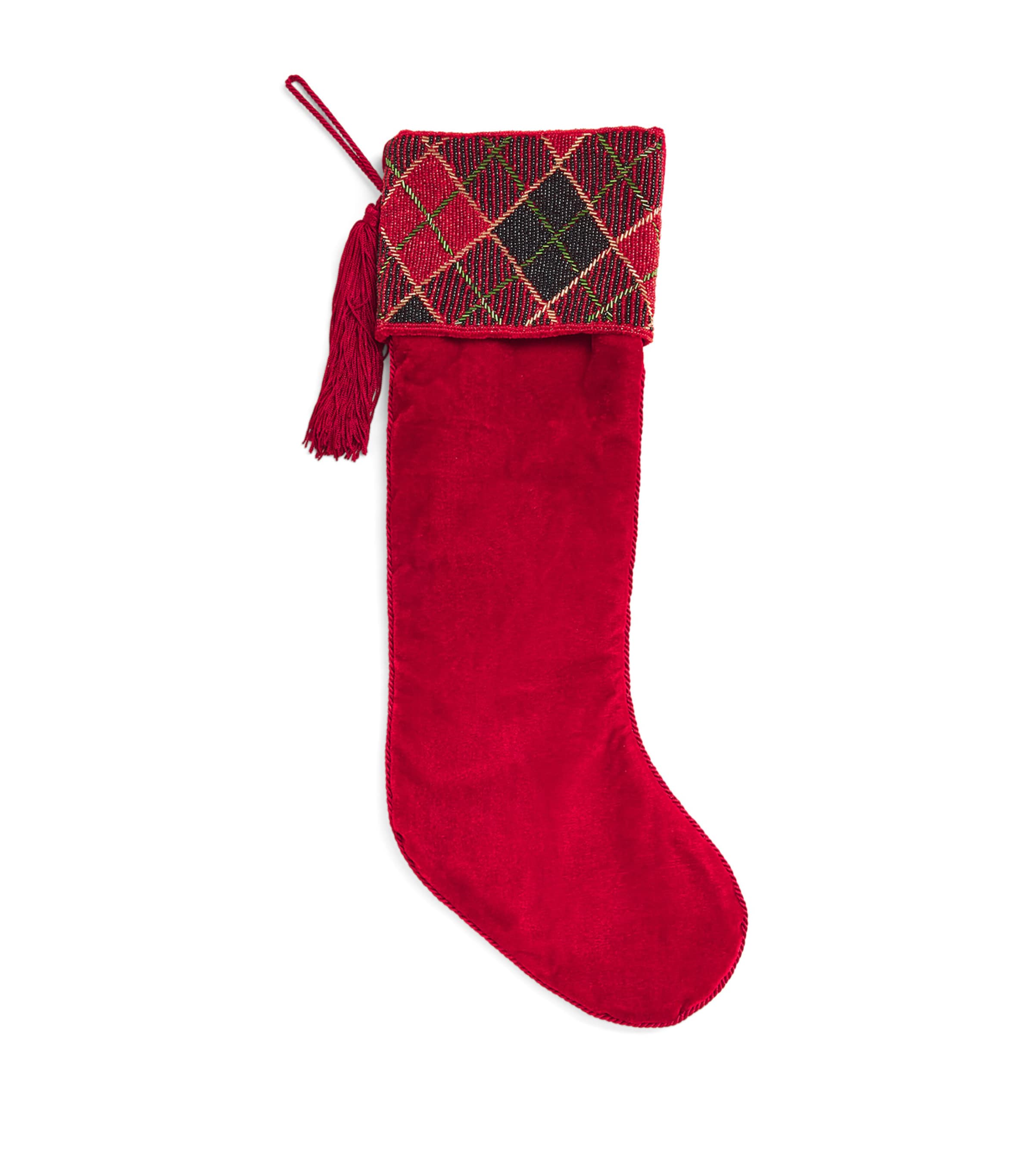 Harrods Tartan-cuff Balmoral Stocking In Red