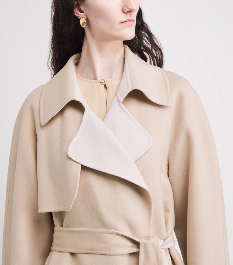 Fabiana Filippi Womens Virgin Wool Trench Coat Kasha Image 6