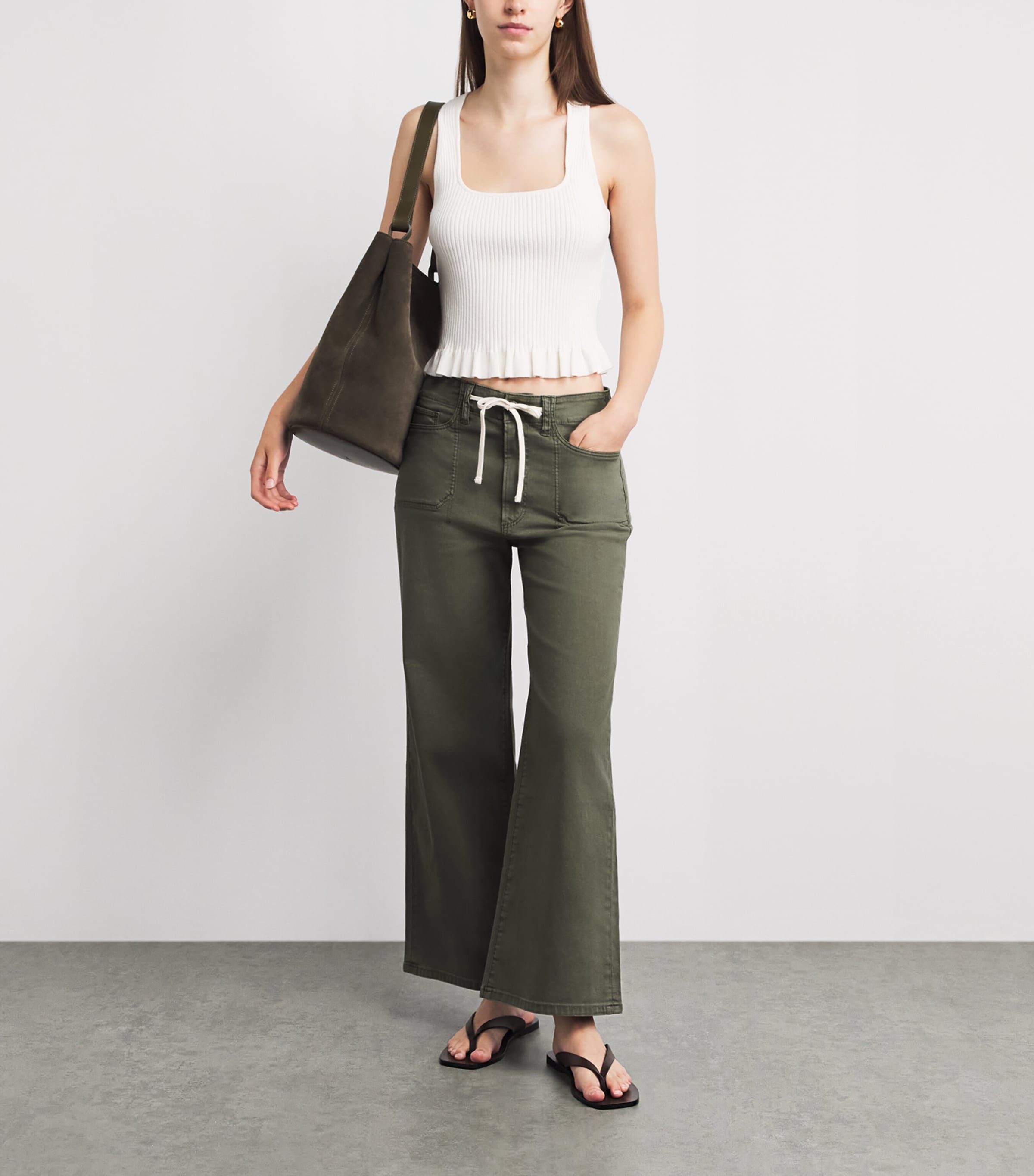 PAIGE Womens Ari Bootcut Jeans Vintage Ivy Green Image 2