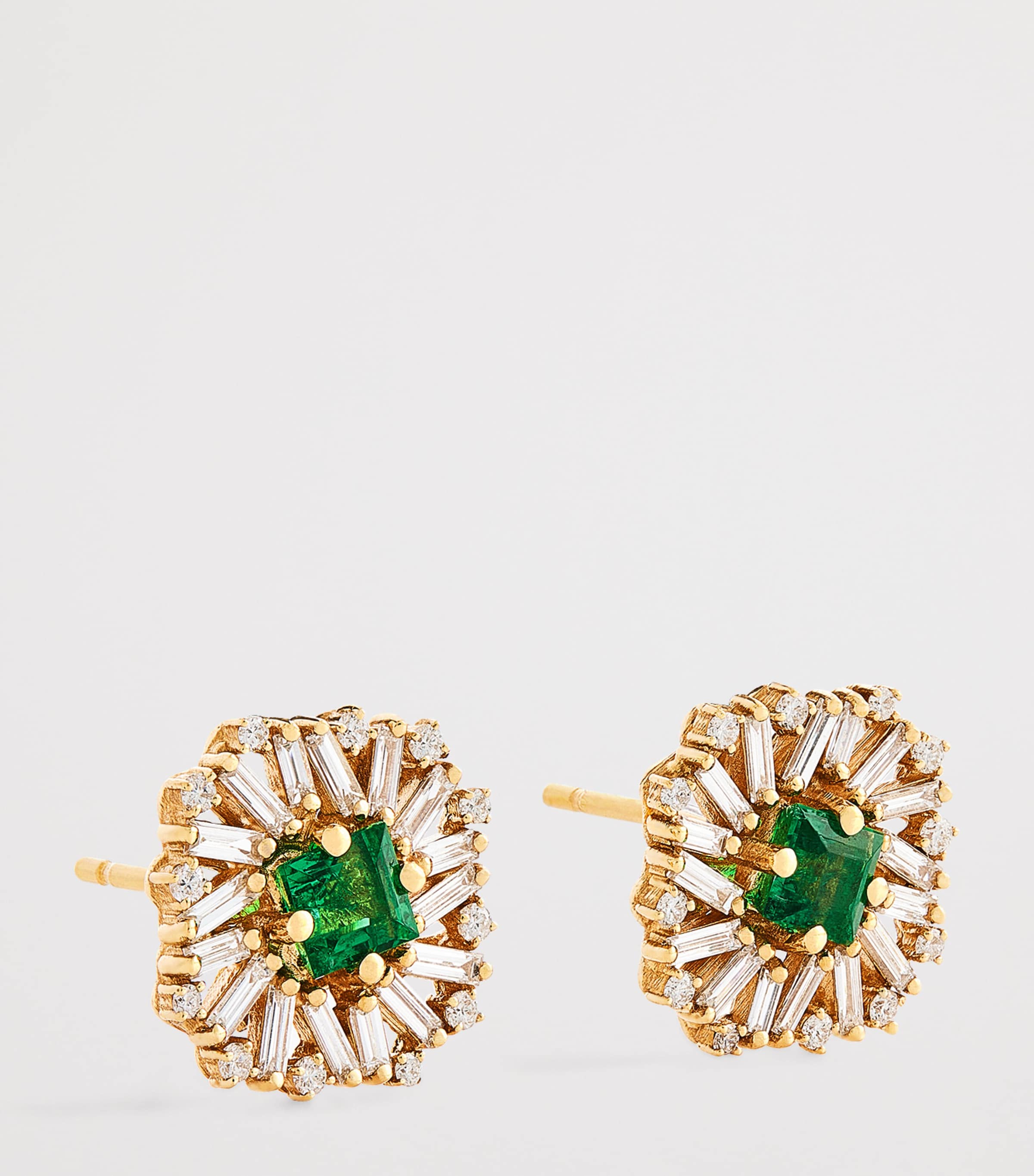 Suzanne Kalan Yellow Gold, Diamond and Emerald Flower Stud Earrings Yg/emer Image 3
