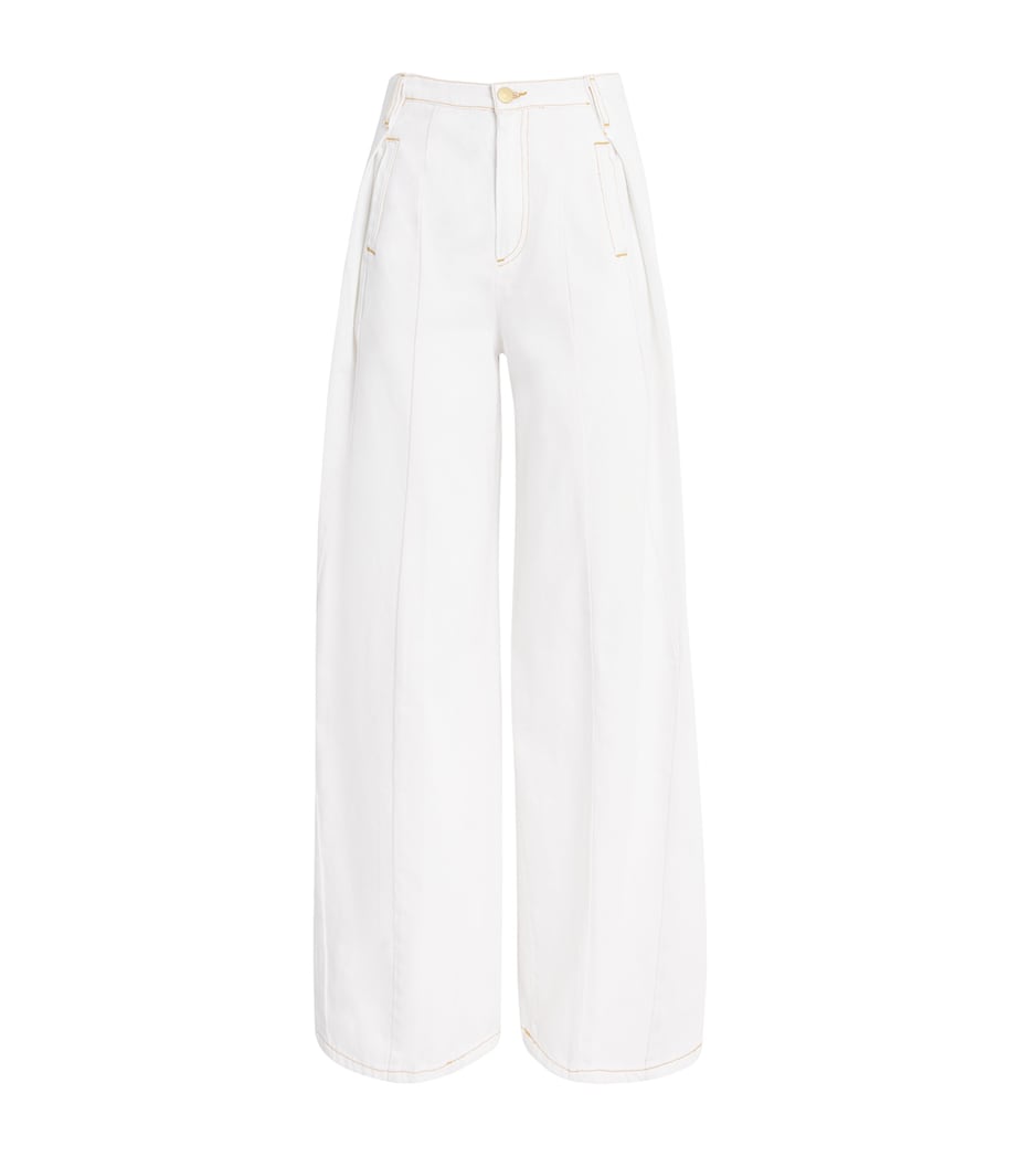 High-Waist Wide-Leg Jeans WHITE Image 1