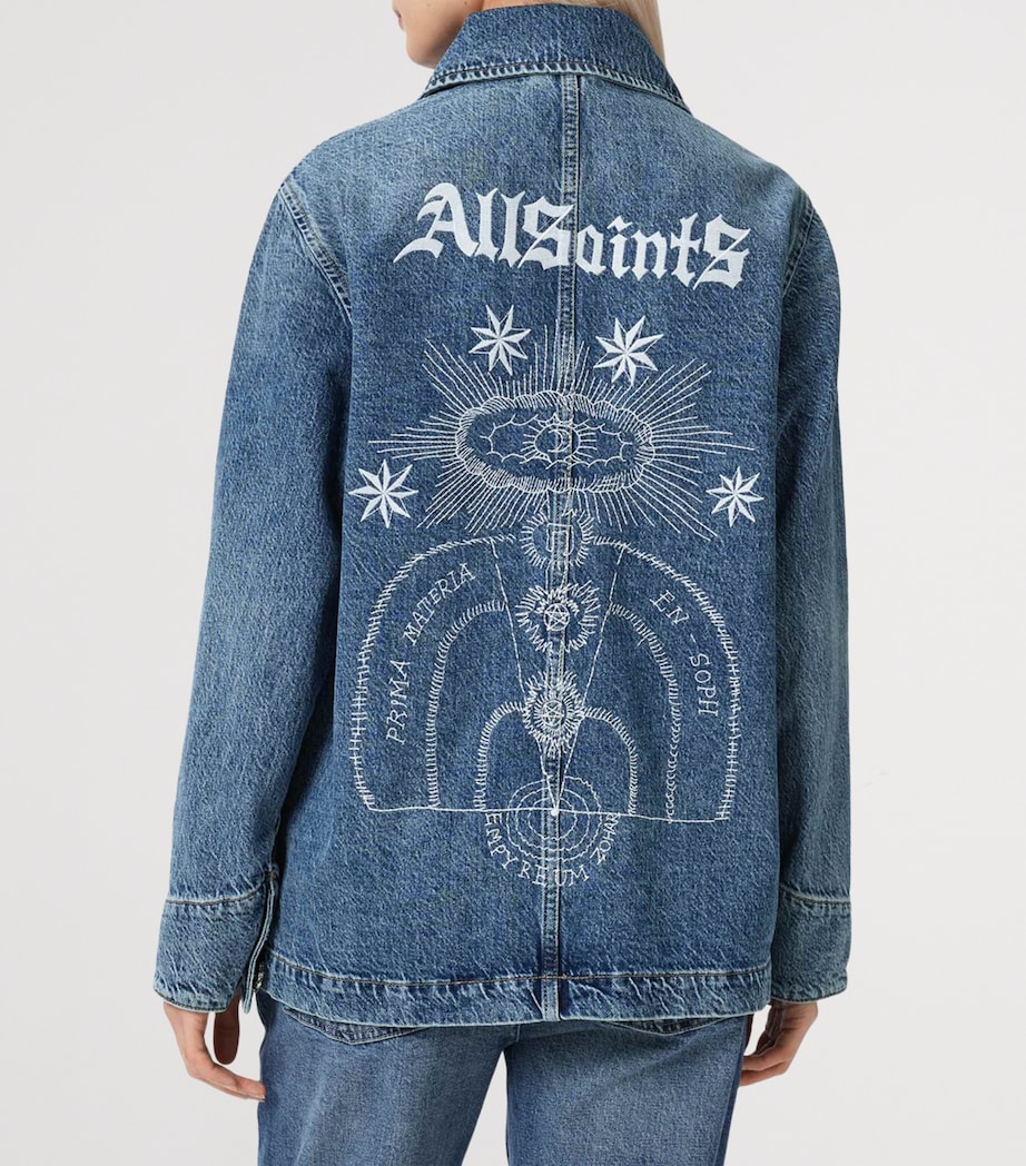 AllSaints Womens Denim Oversized Bex Jacket Mid Indigo Image 4