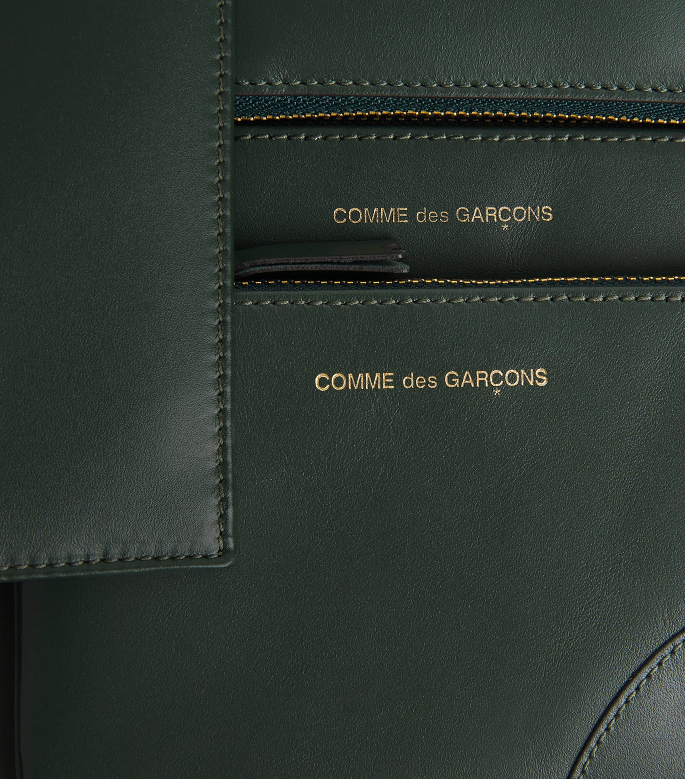 Comme Des Garçons Wallet Large Leather Pouch Bottle Green Image 3