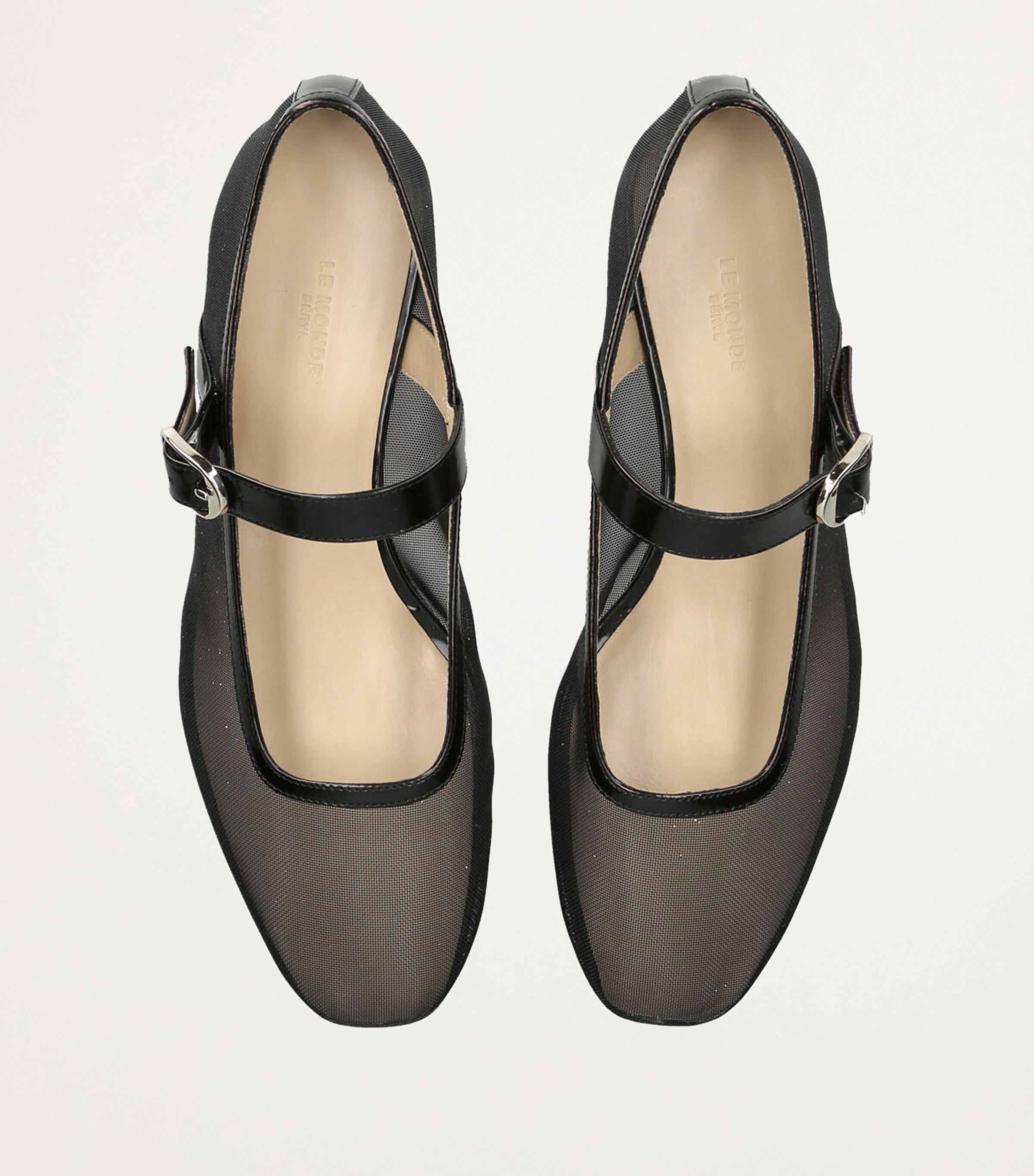 Le Monde Beryl Black Mesh Mary Jane Ballet Flats | Harrods UK