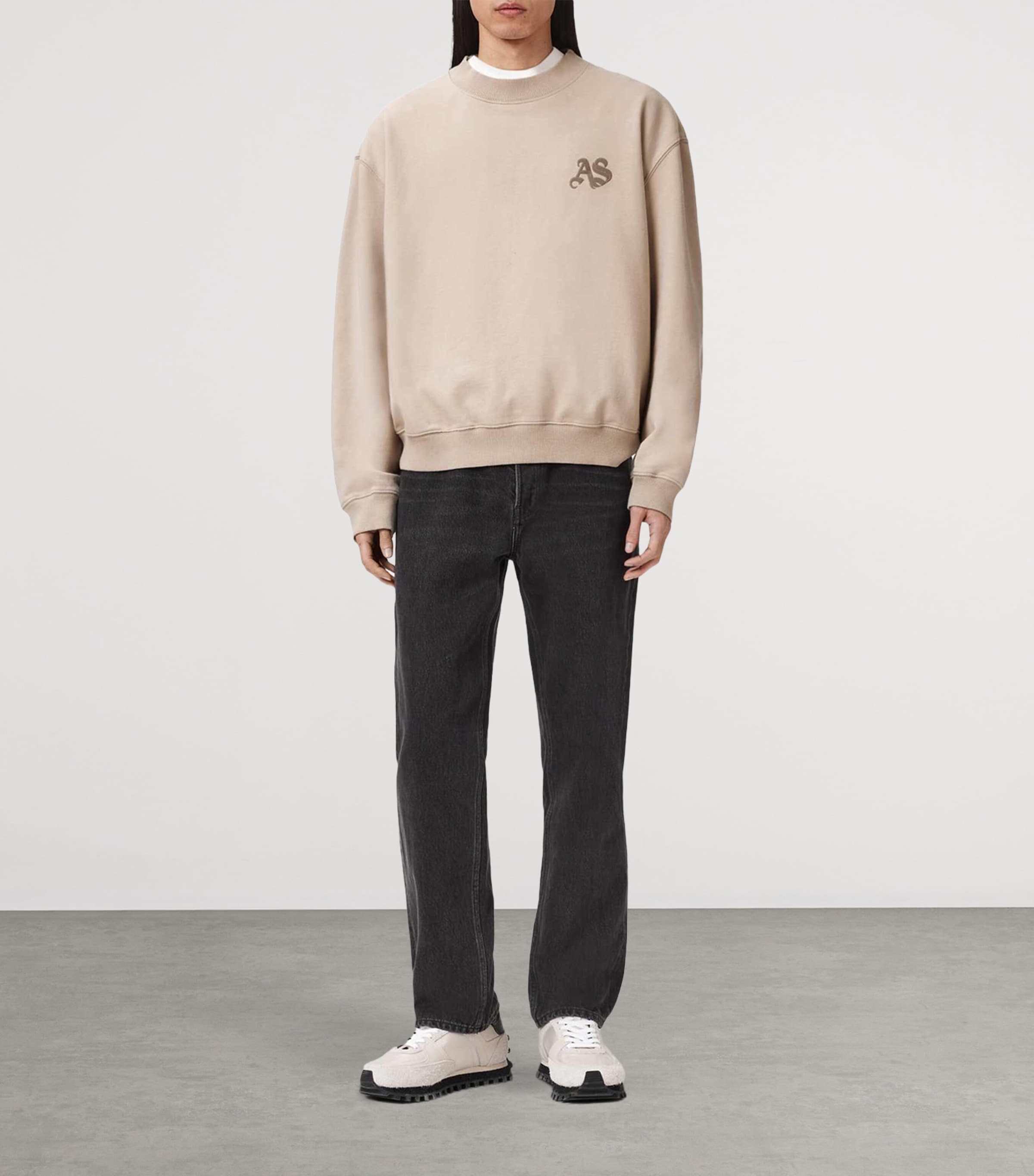 AllSaints Mens Organic Cotton Icon Sweatshirt Sandstone Brown Image 2
