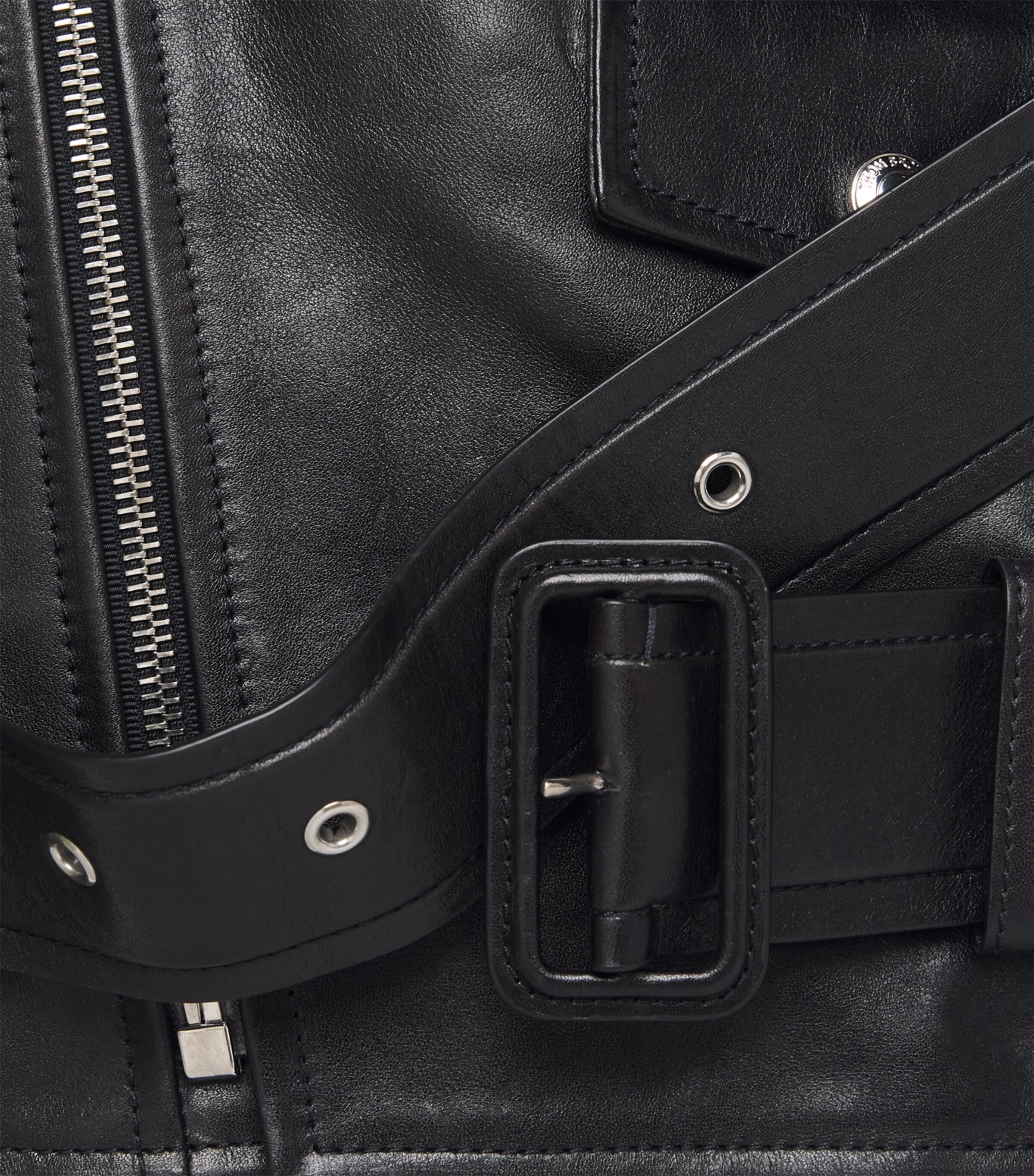 Thom Browne Mens Moto Leather Jacket Black Image 6