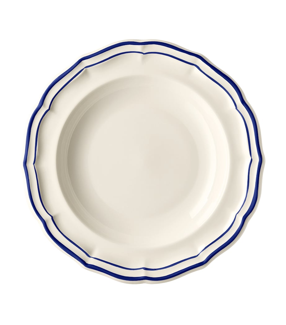 Set of 4 Filet Cobalt Soup Plates WHITE, BLUE Image 1