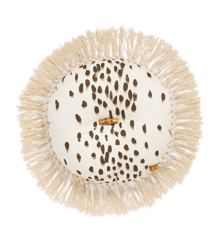 Fringed Tottenham Dalmatian Circular Cushion (36cm x 36cm) COCOA Image 1