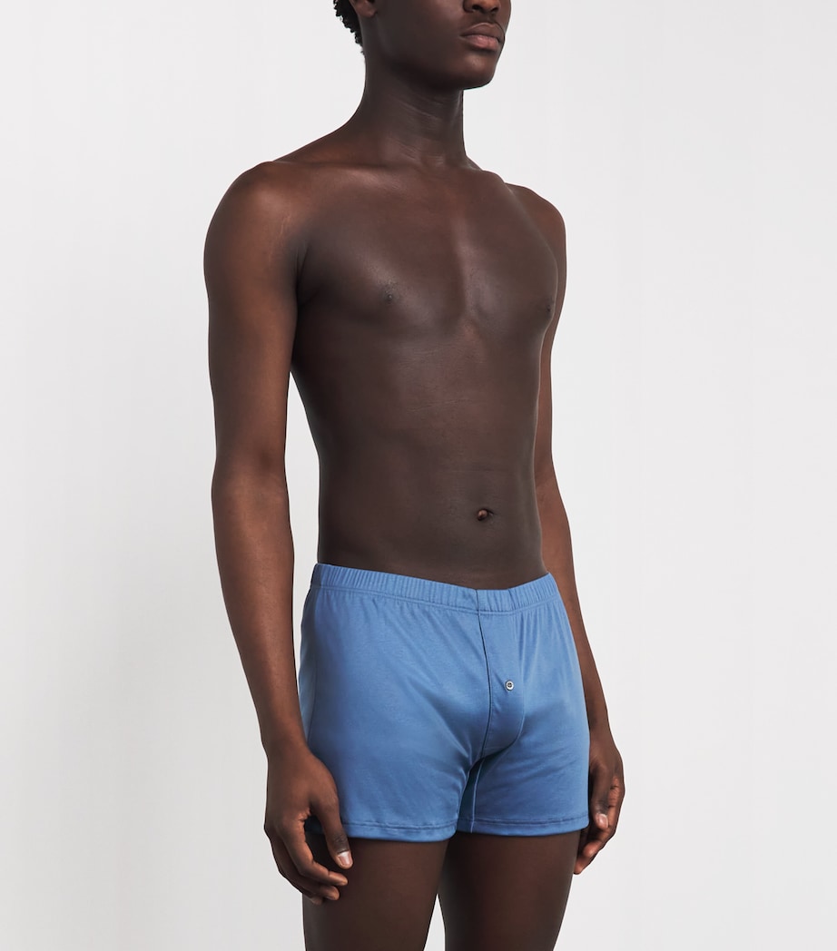 Zimmerli Mens Sea Island Cotton Boxer Shorts Blue Horizon Image 2