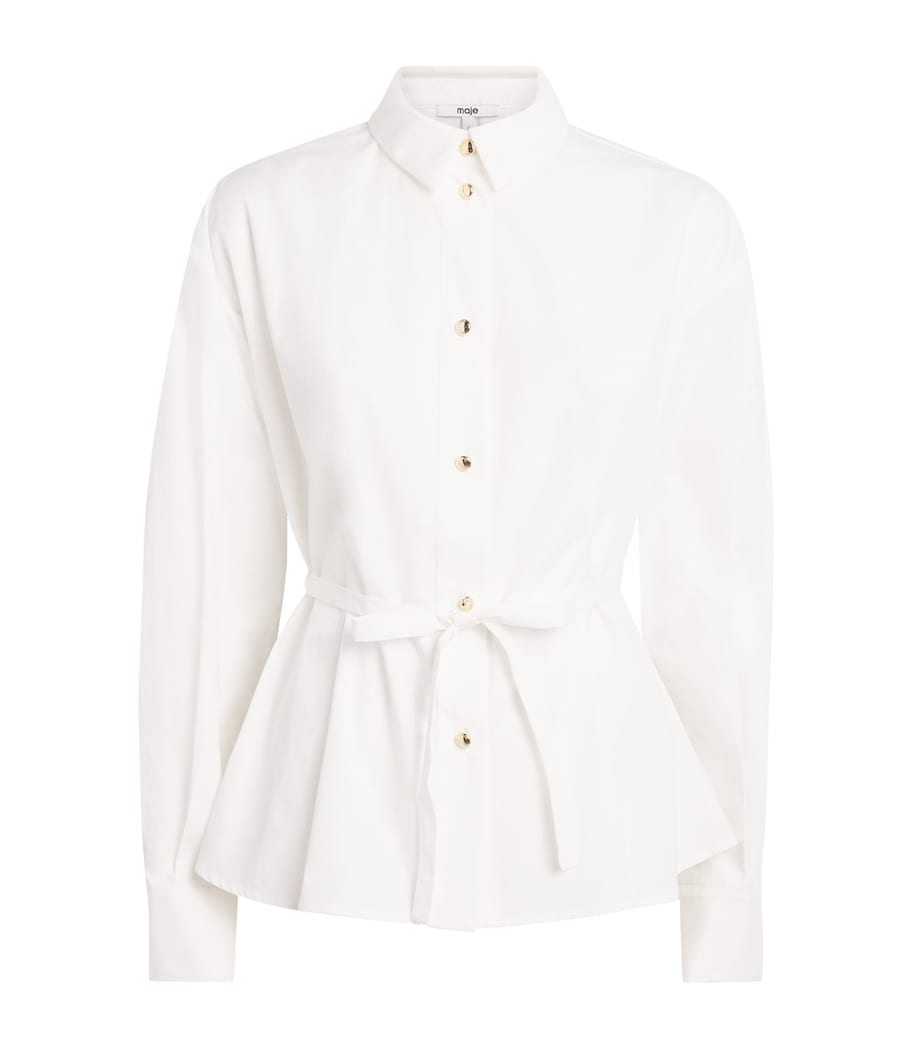 Maje Womens Cotton Fitted Lace-Up Shirt White Image 1