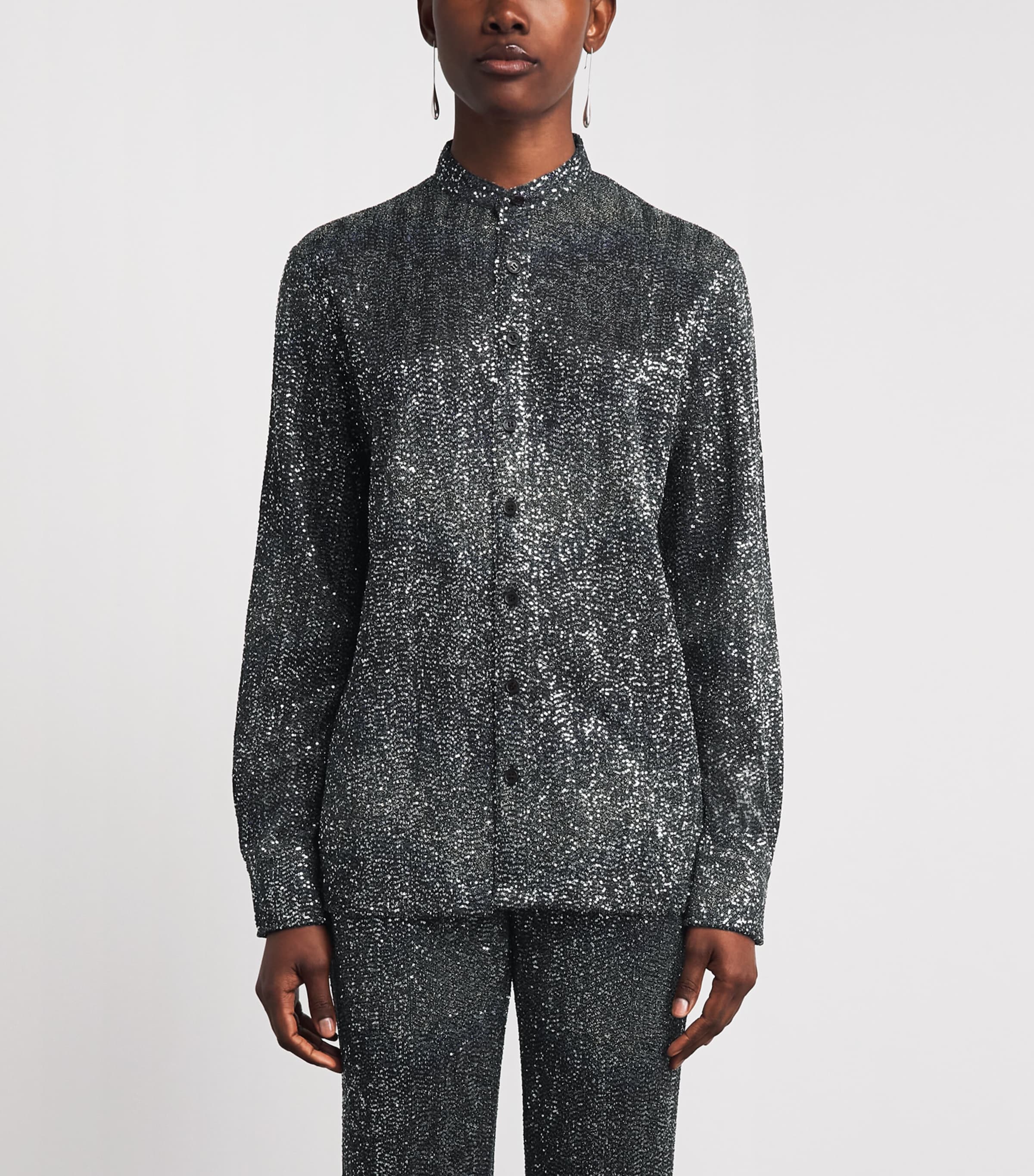 Missoni Womens Sequin Chevron Shirt Bn,bl,yl Image 4