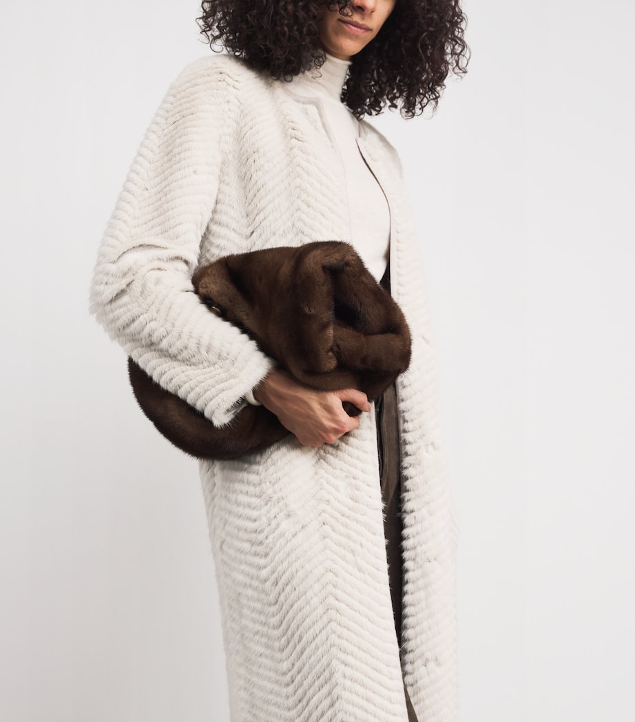 Mink-Wool Herringbone Long Coat A2048 Image 6