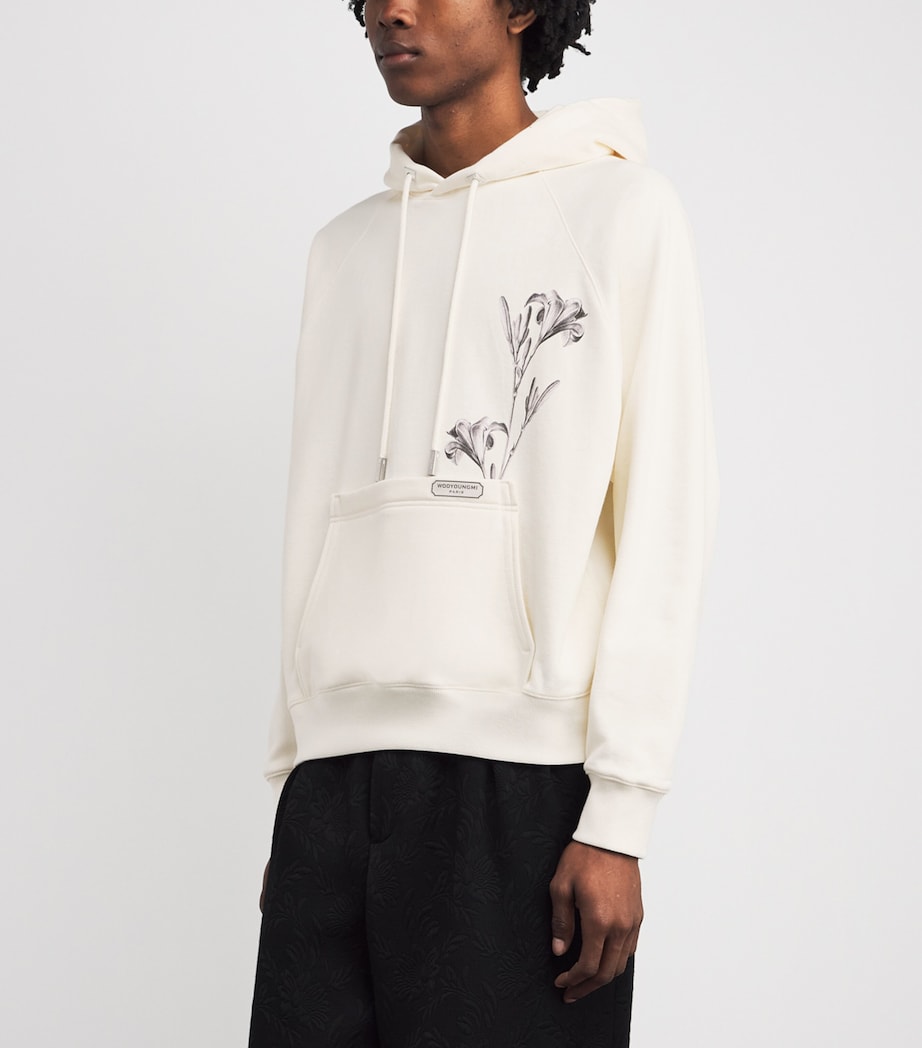 Wooyoungmi Mens Cotton Flower Logo Hoodie Ivory Image 4