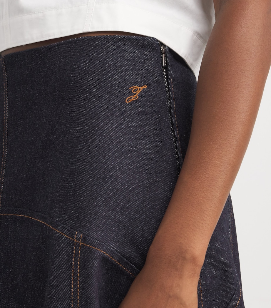Stretch Cotton-Cashmere Denim Skirt 390 DARK NAVY Image 6