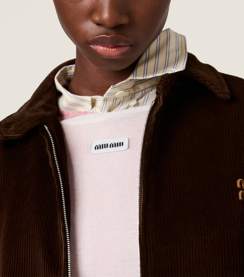 Miu Miu Womens Corduroy Logo Blouson Jacket Image 4