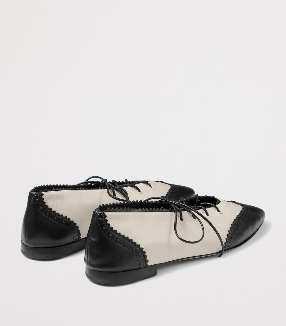 Jimmy Choo Margot Leather Lace-Up Flats Black/bone Image 3