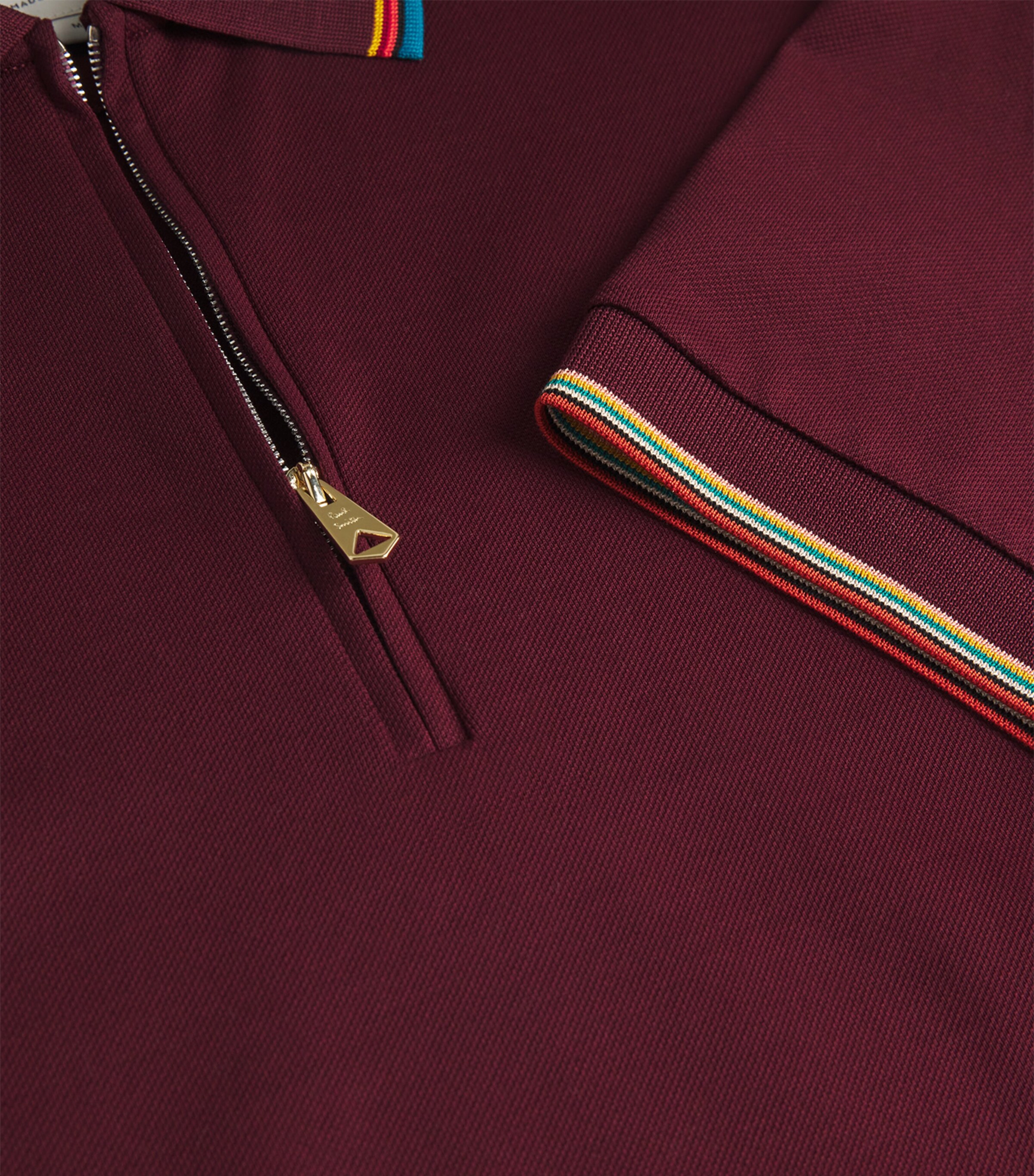 Cotton Signature Stripe Polo Shirt 28B_BURGUNDY Image 5