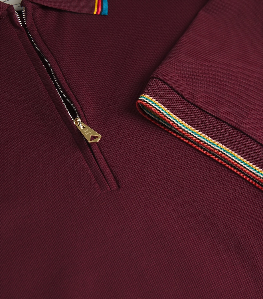 Cotton Signature Stripe Polo Shirt 28B_BURGUNDY Image 5