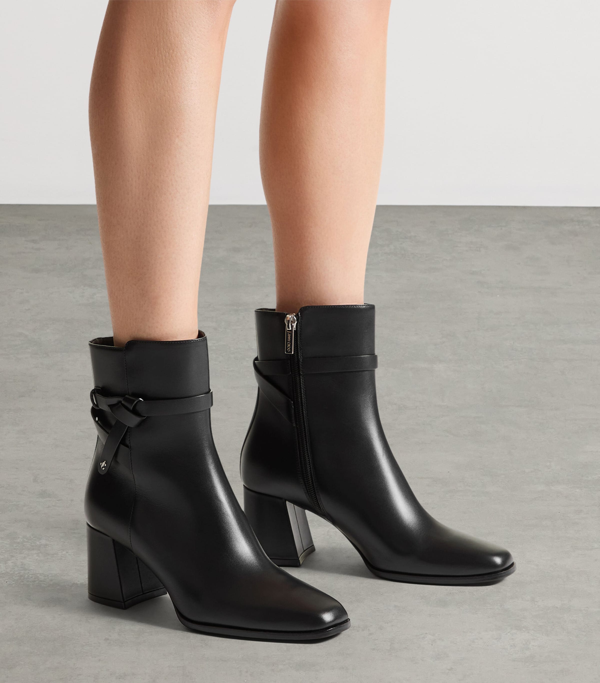Jimmy Choo Lawton AB 65 Leather Heeled Boots Black Image 2