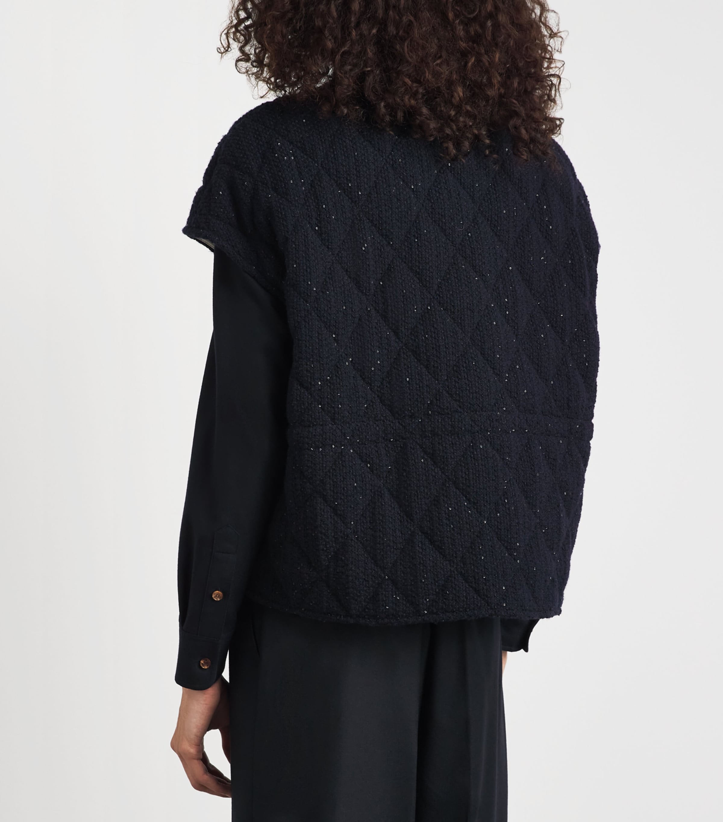 Fabiana Filippi Womens Quilted Sleeveless Gilet Blu Notte Image 5