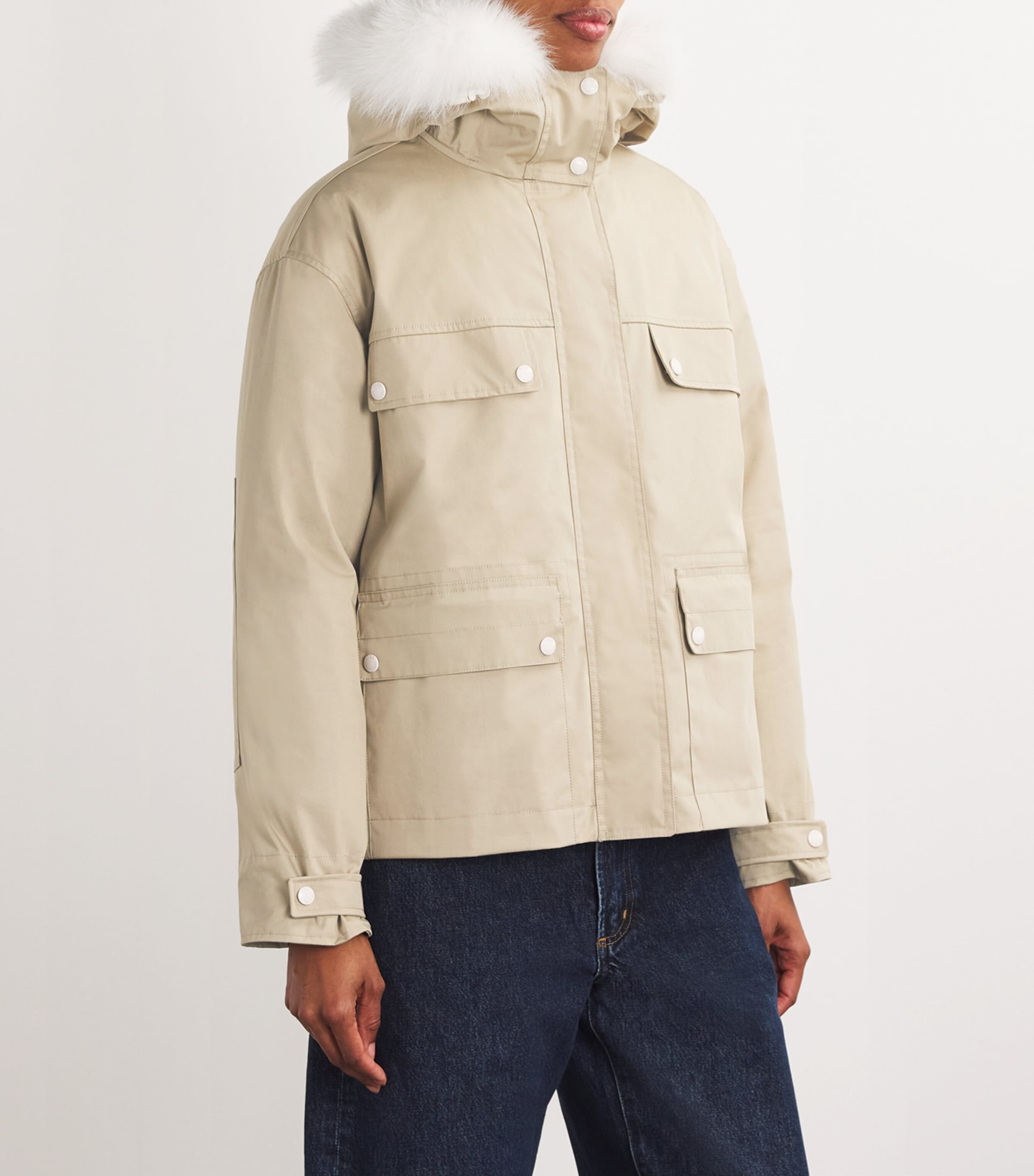 Canvas Fur-Trim Parka Jacket B2581 Image 3