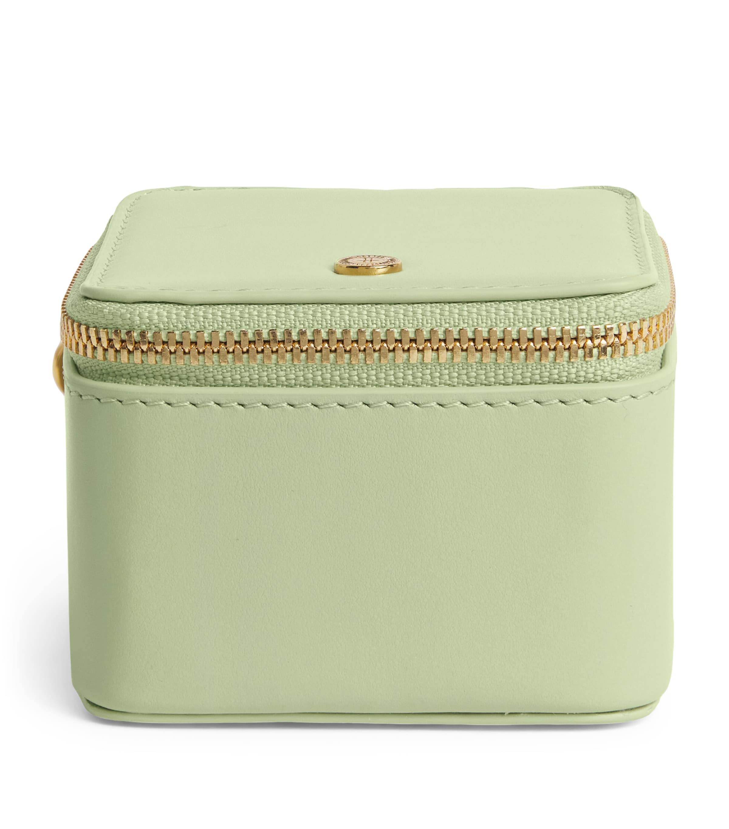 Harrods Pebbled Leather Trinket Box In Green