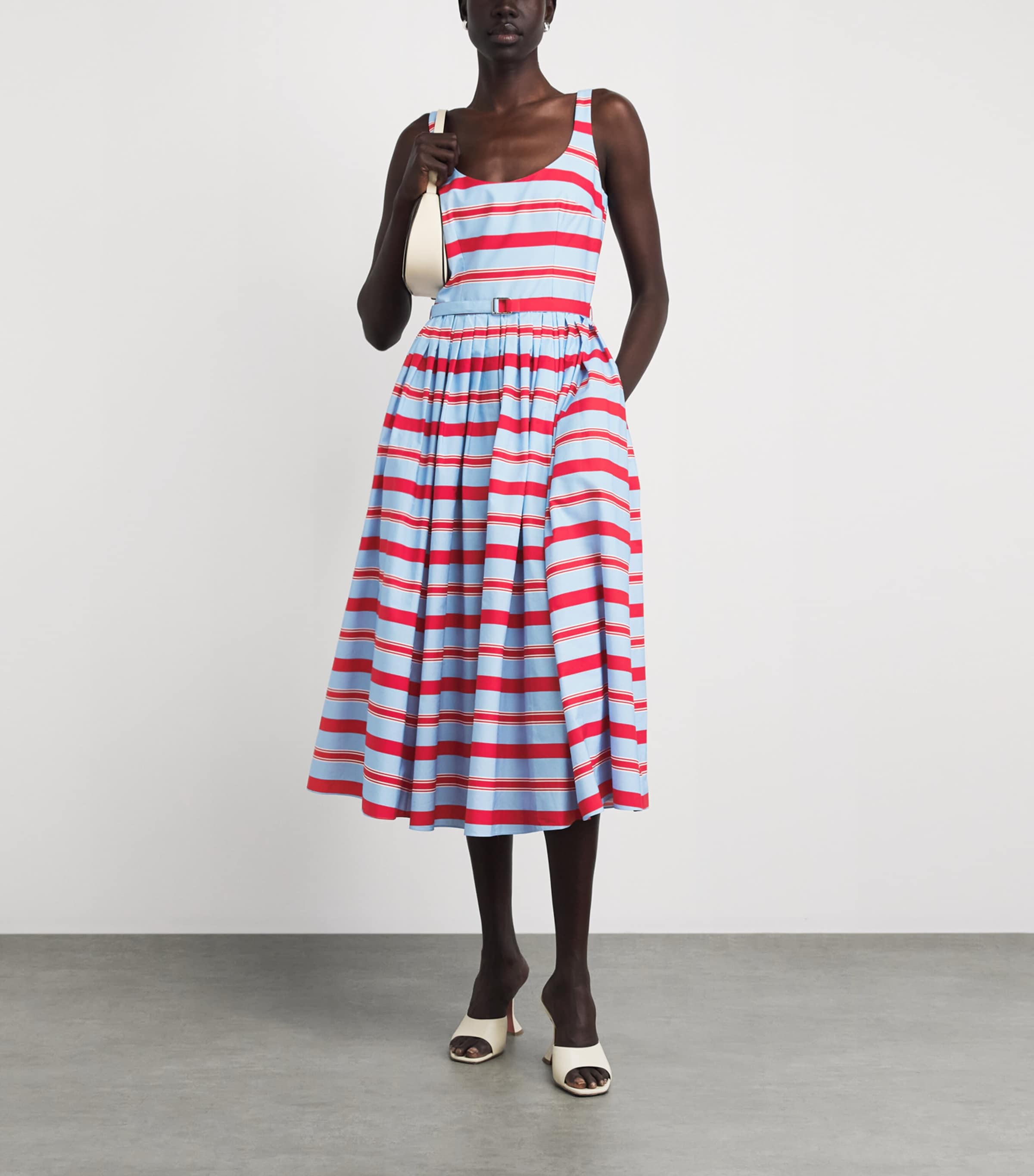Emilia Wickstead Womens Cotton Stripe Eglatine Dress Bayedere Stripe Image 2