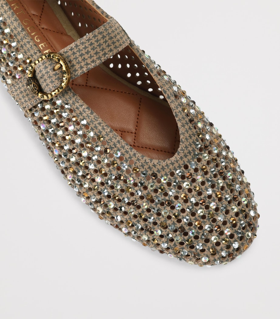 Kurt Geiger London Suede Embellished Mayfair Ballet Flats Beige Comb Image 2