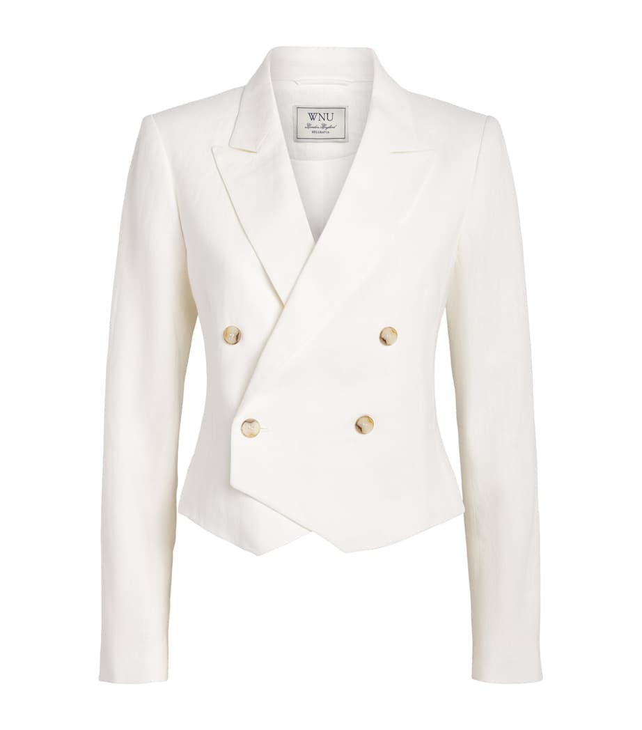 With Nothing Underneath Womens Linen Belgravia Cropped Blazer Ivory Image 1