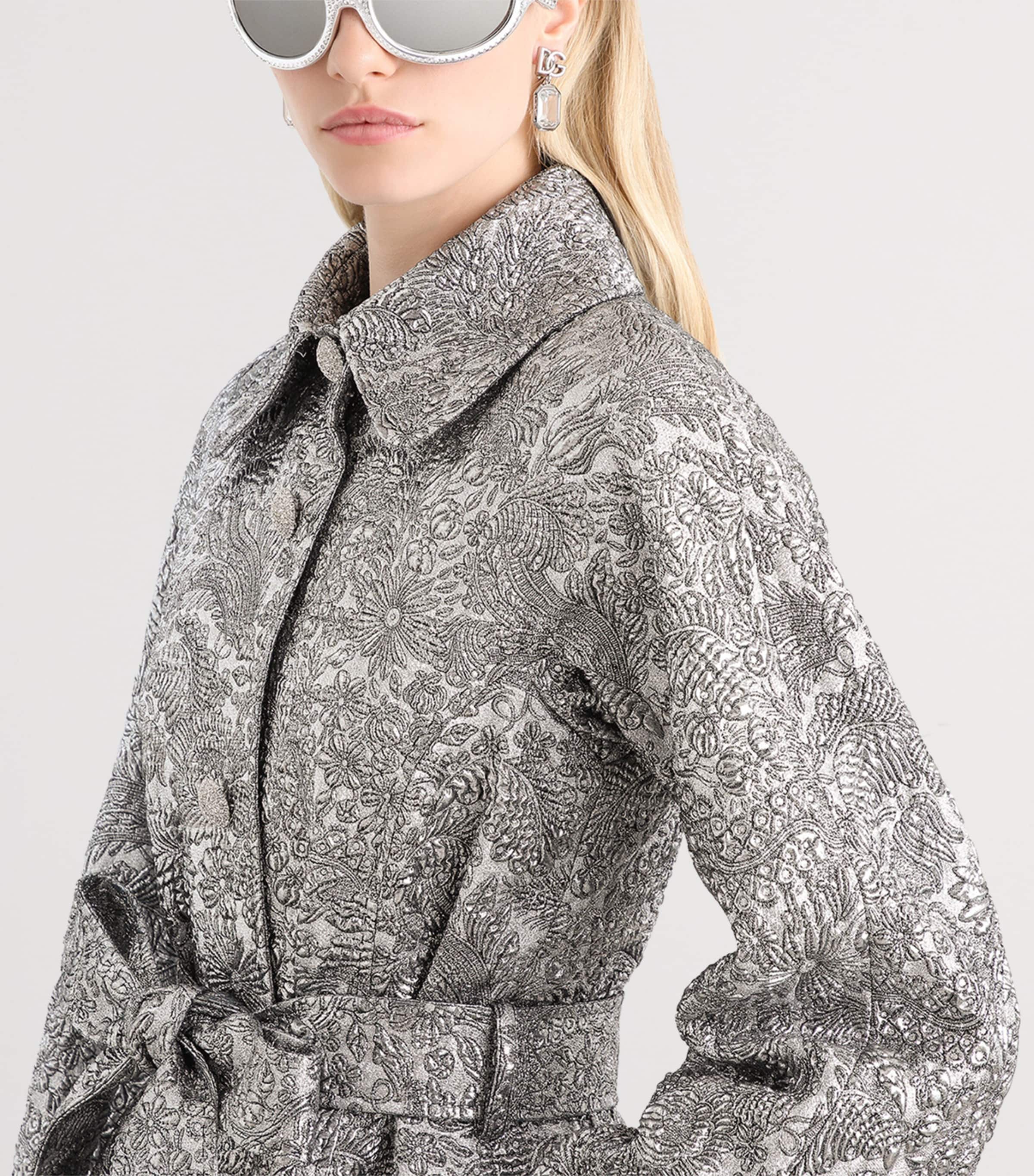 Embroidered Floral Wrap Coat S0998-SILV Image 4