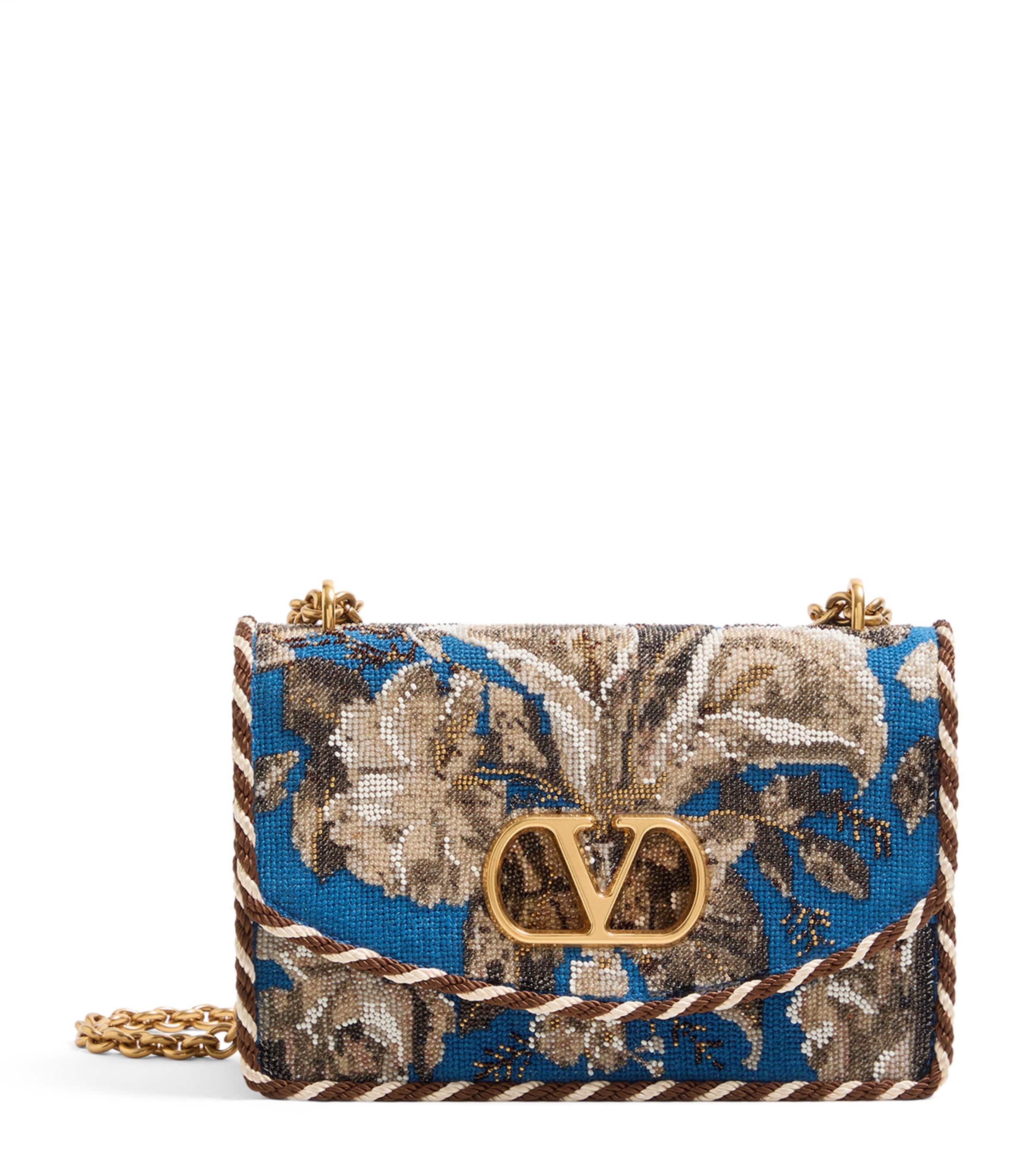 Valentino Silk Embellished Vain Shoulder Bag