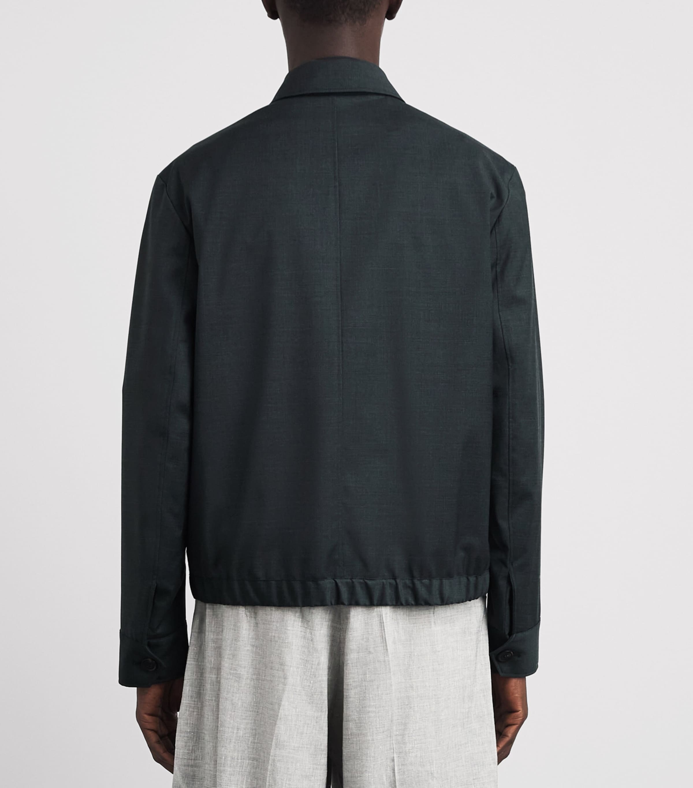 Paul Smith Mens Wool Harrington Jacket Dark Green Image 5