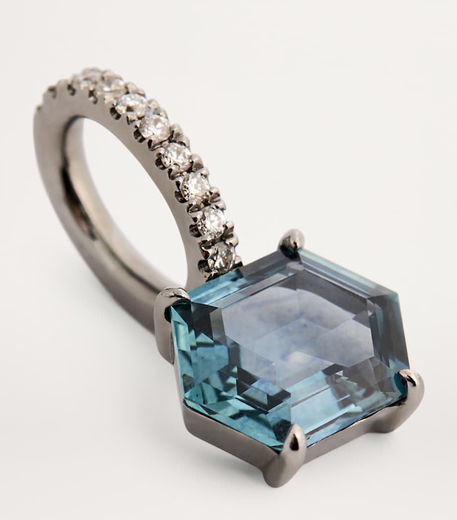 Eva Fehren Blackened White Gold, Diamond and Sapphire Charm Black Gold Image 5