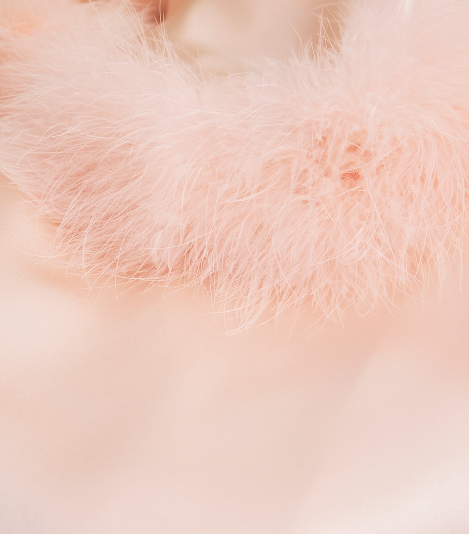 Silk Feather-Trim Taylor Robe PERFUME PINK Image 5