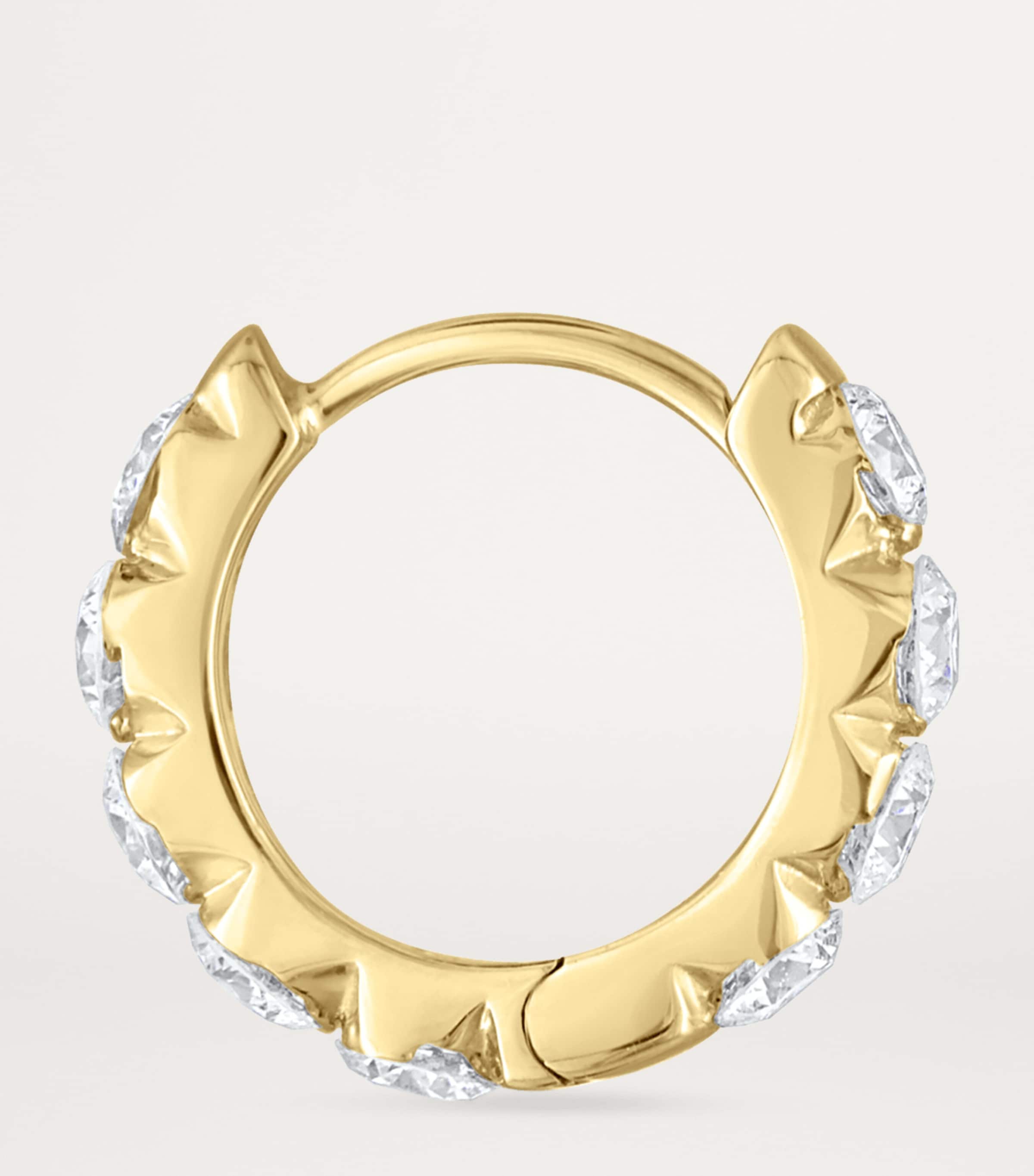 Yellow Gold Invisible Set Large Diamond Eternity Hoop Earring (8mm) YELLOW GOLD Image 3