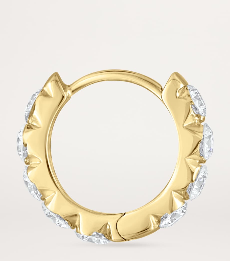 Yellow Gold Invisible Set Large Diamond Eternity Hoop Earring (8mm) YELLOW GOLD Image 3