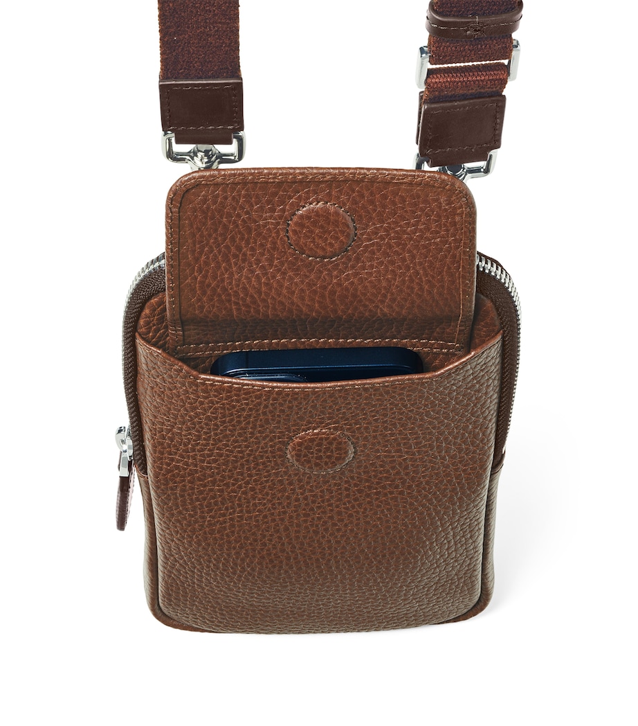 Leather Cross-Body Phone Pouch TOBACCO Image 2