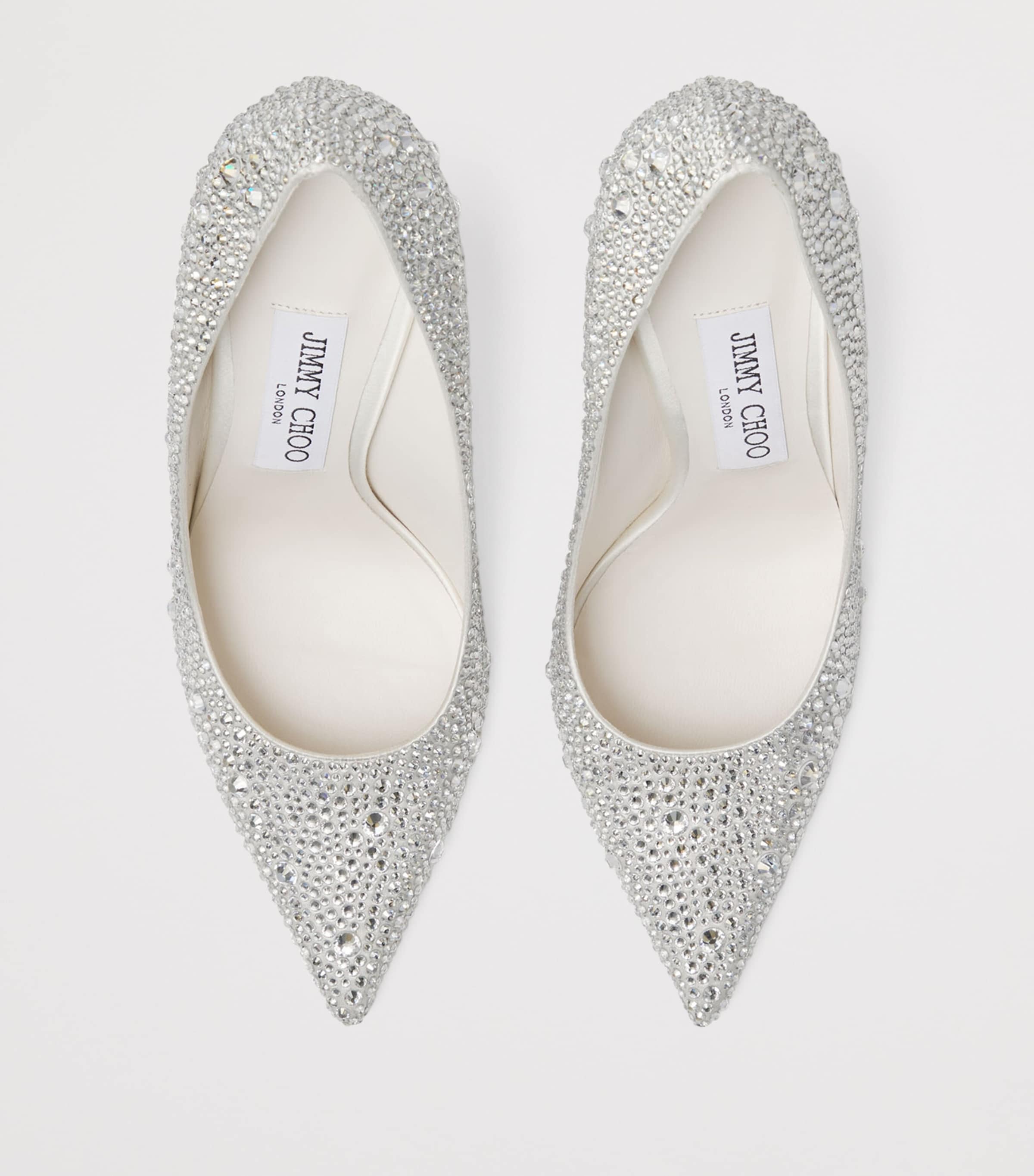 Love 100 Embellished Satin Pumps IVORY/CRYSTAL Image 4