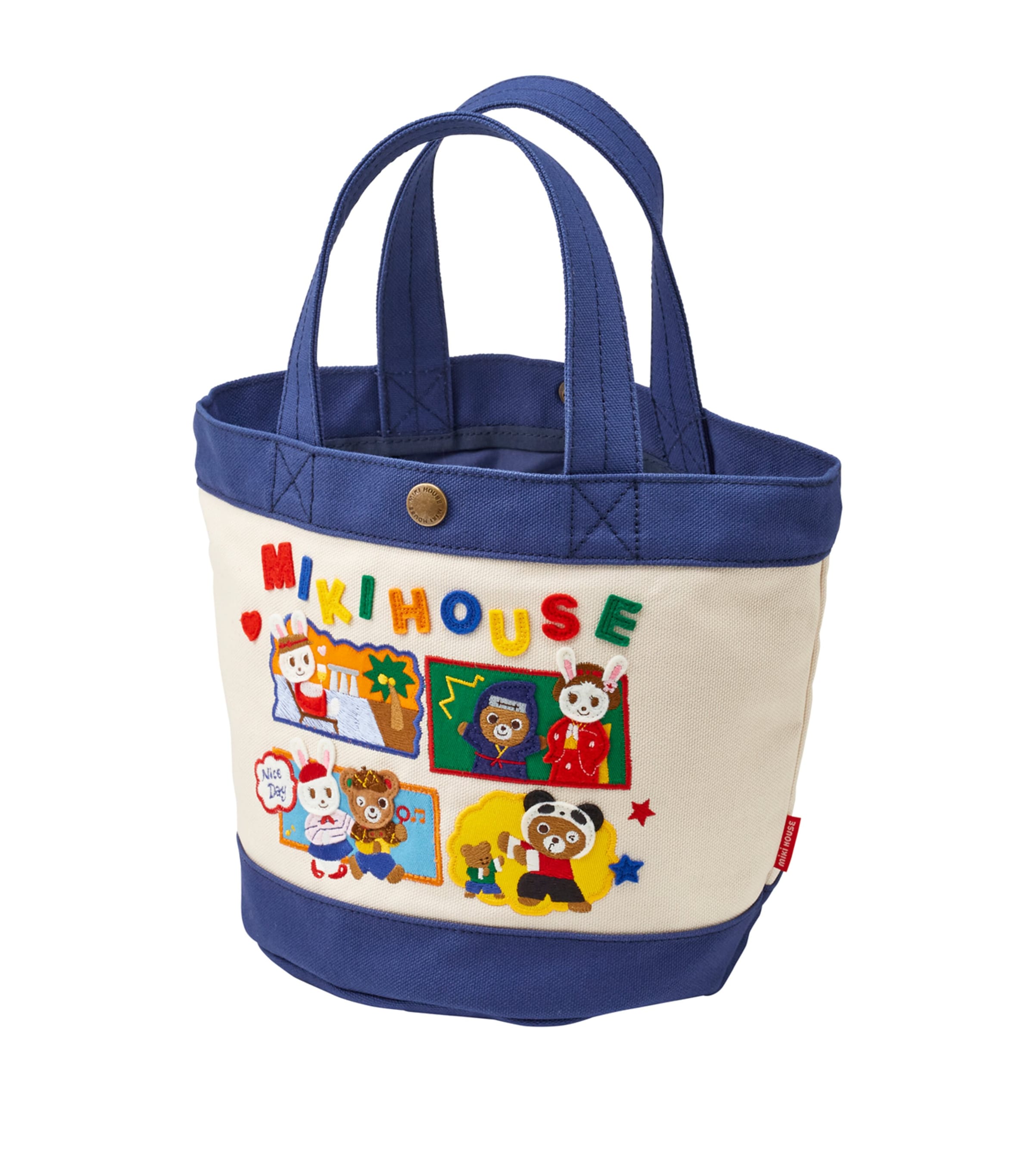 Miki House Kids' Cotton Tote Bag In Blue