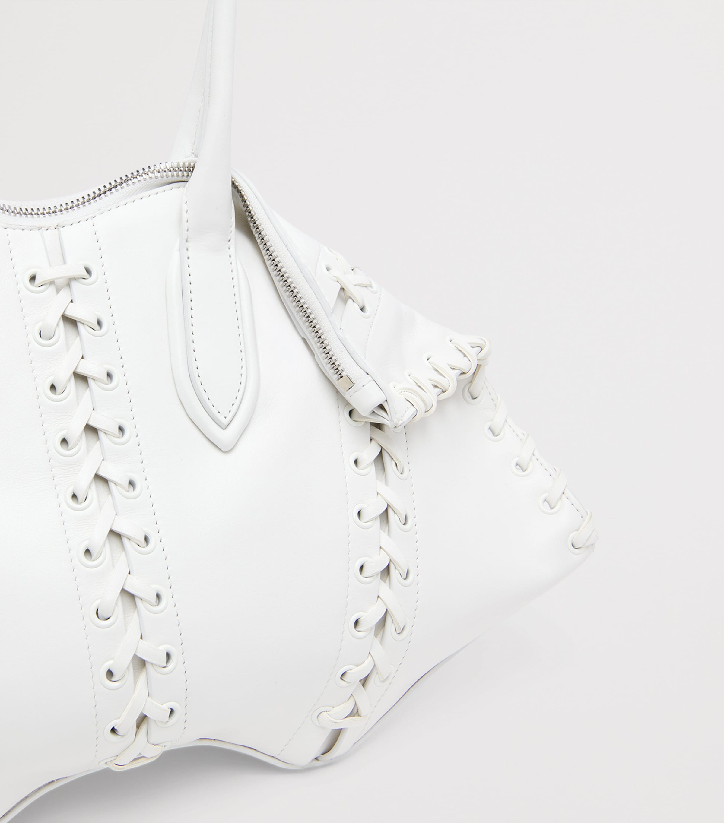 McQueen Leather Lace-Up Manta Top-Handle Bag Image 5