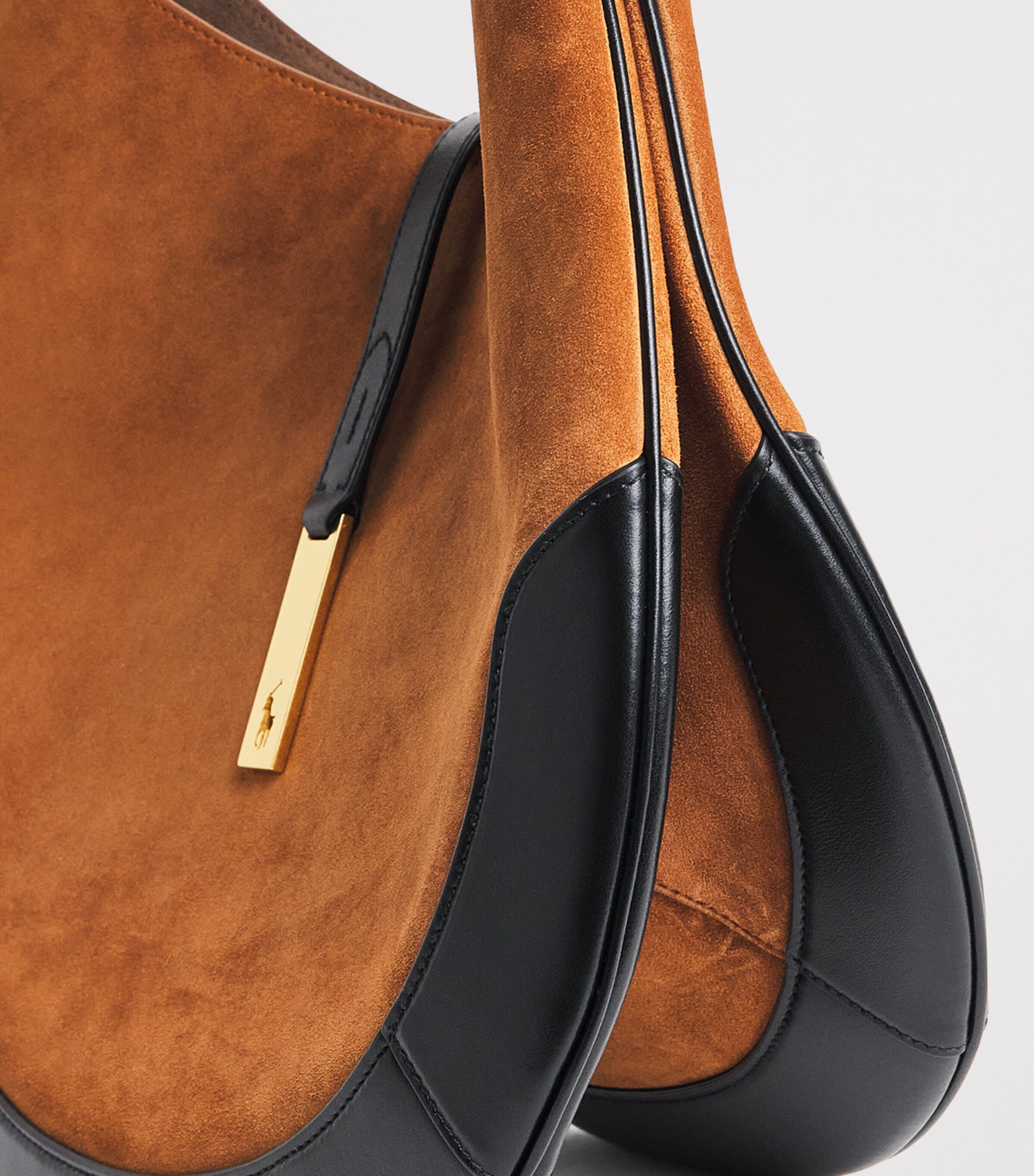 Polo Ralph Lauren Large Suede Polo ID Shoulder Bag Toffee/black Image 6