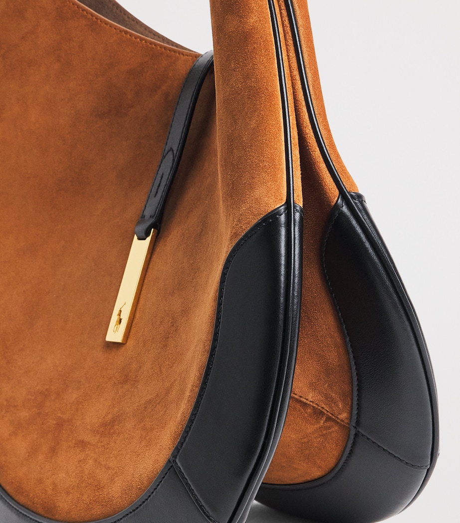 Polo Ralph Lauren Large Suede Polo ID Shoulder Bag Toffee/black Image 6
