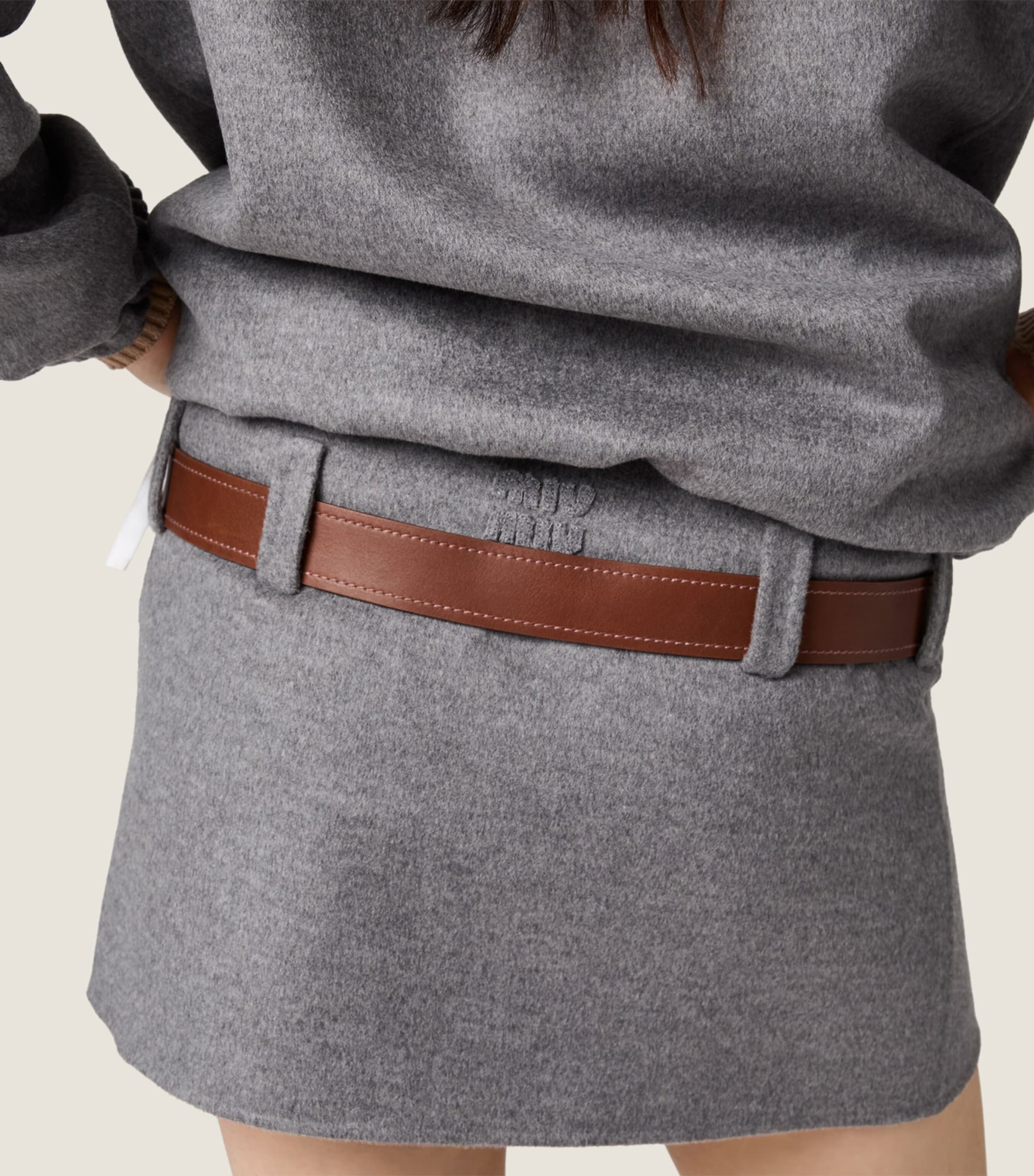 Miu Miu Womens Wool-Cashmere Mini Skirt Grey Image 5