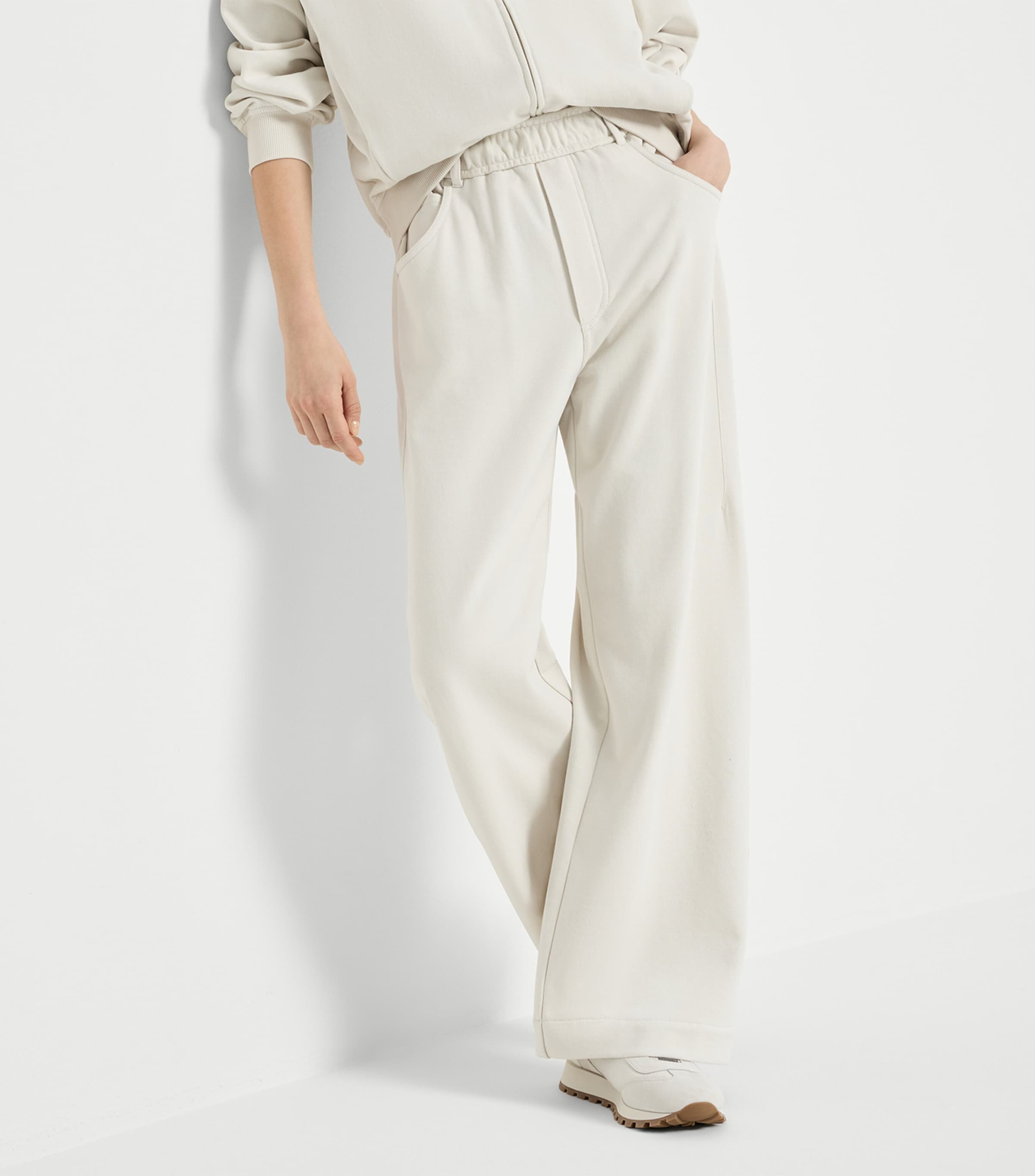 Brunello Cucinelli Womens French Terry Wide-Leg Sweatpants Image 4