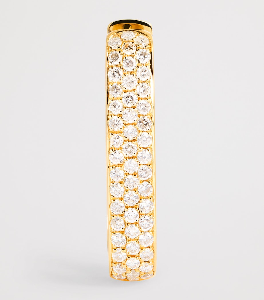 Yellow Gold and Diamond Single Hoop Earring YELLOW GOLD Image 3