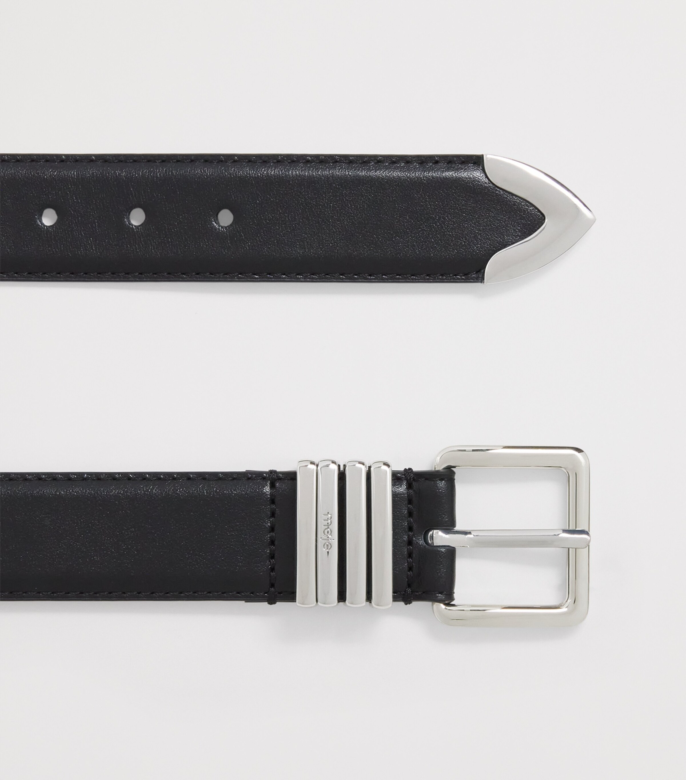 Leather Multi-Ring Belt BLACK Image 4